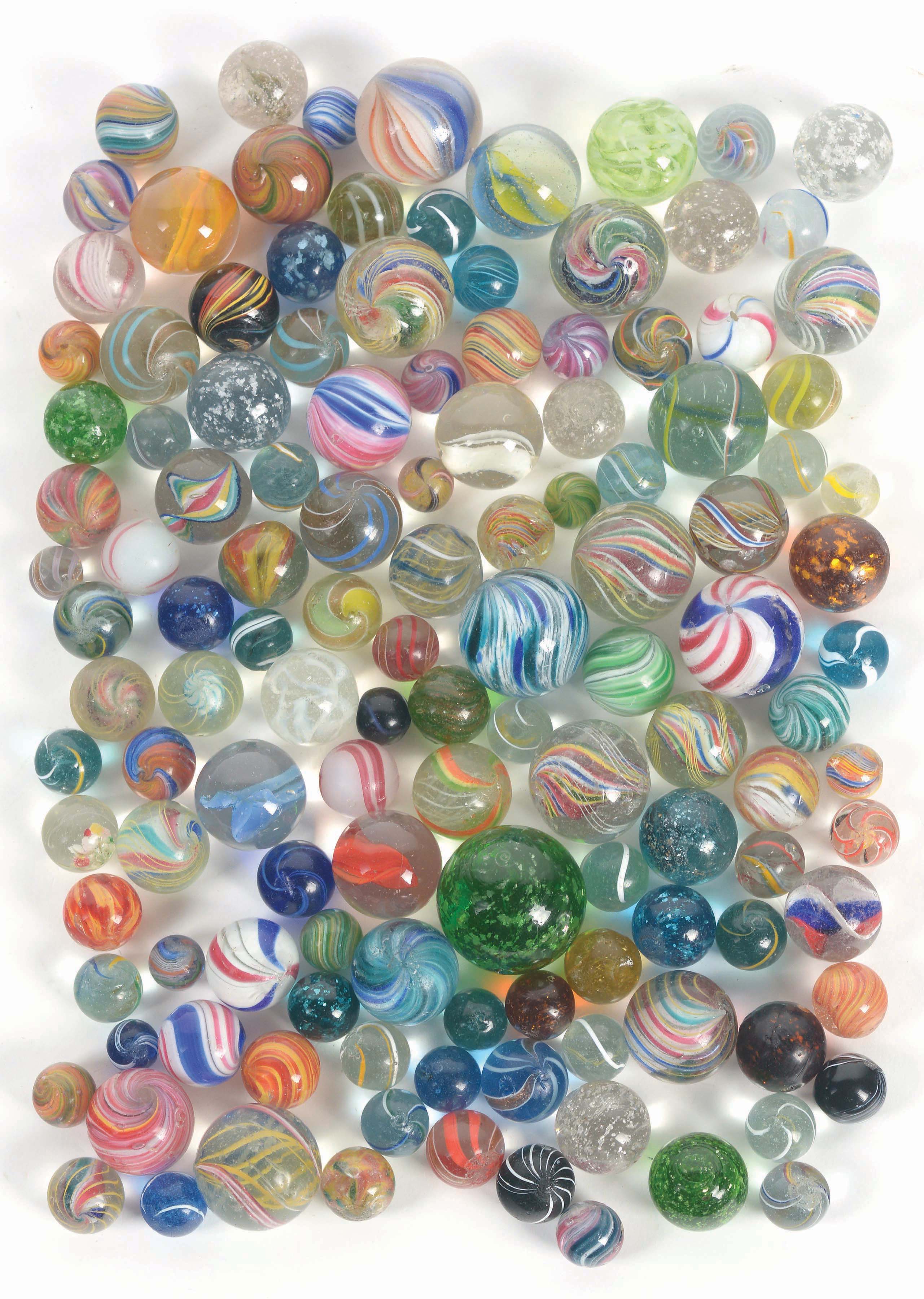 Lot Detail LOT OF 127 LARGE LOT OF HANDMADE MARBLES.