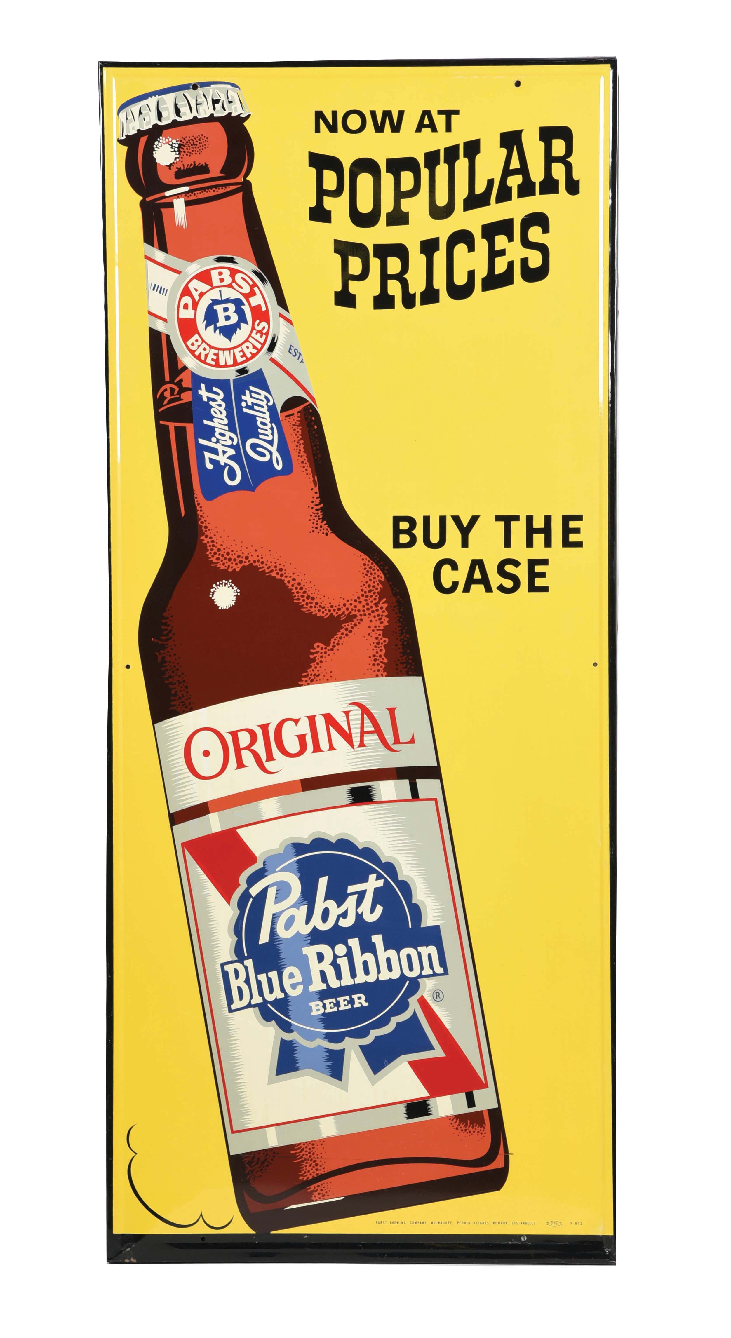 Lot Detail LARGE SELFFRAMED TIN SIGN ADVERTISING PABST BLUE RIBBON BEER.