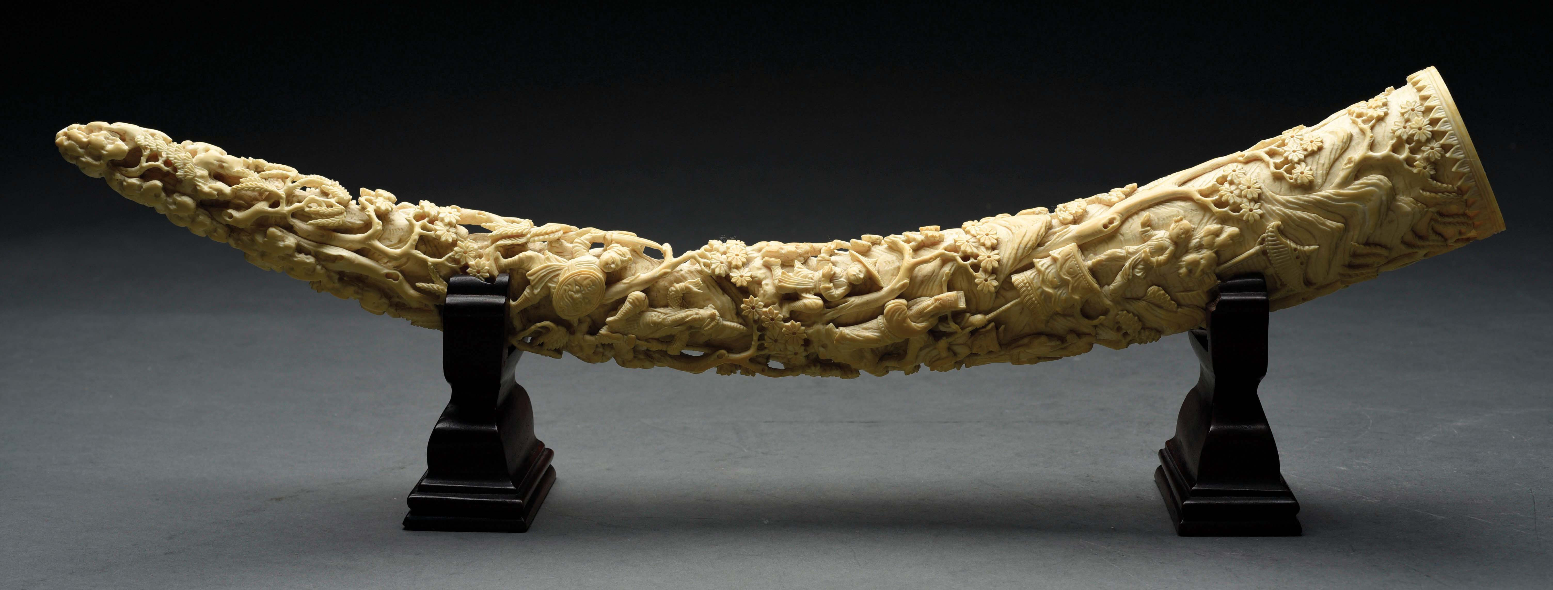 Lot Detail CARVED ELEPHANT TUSK.