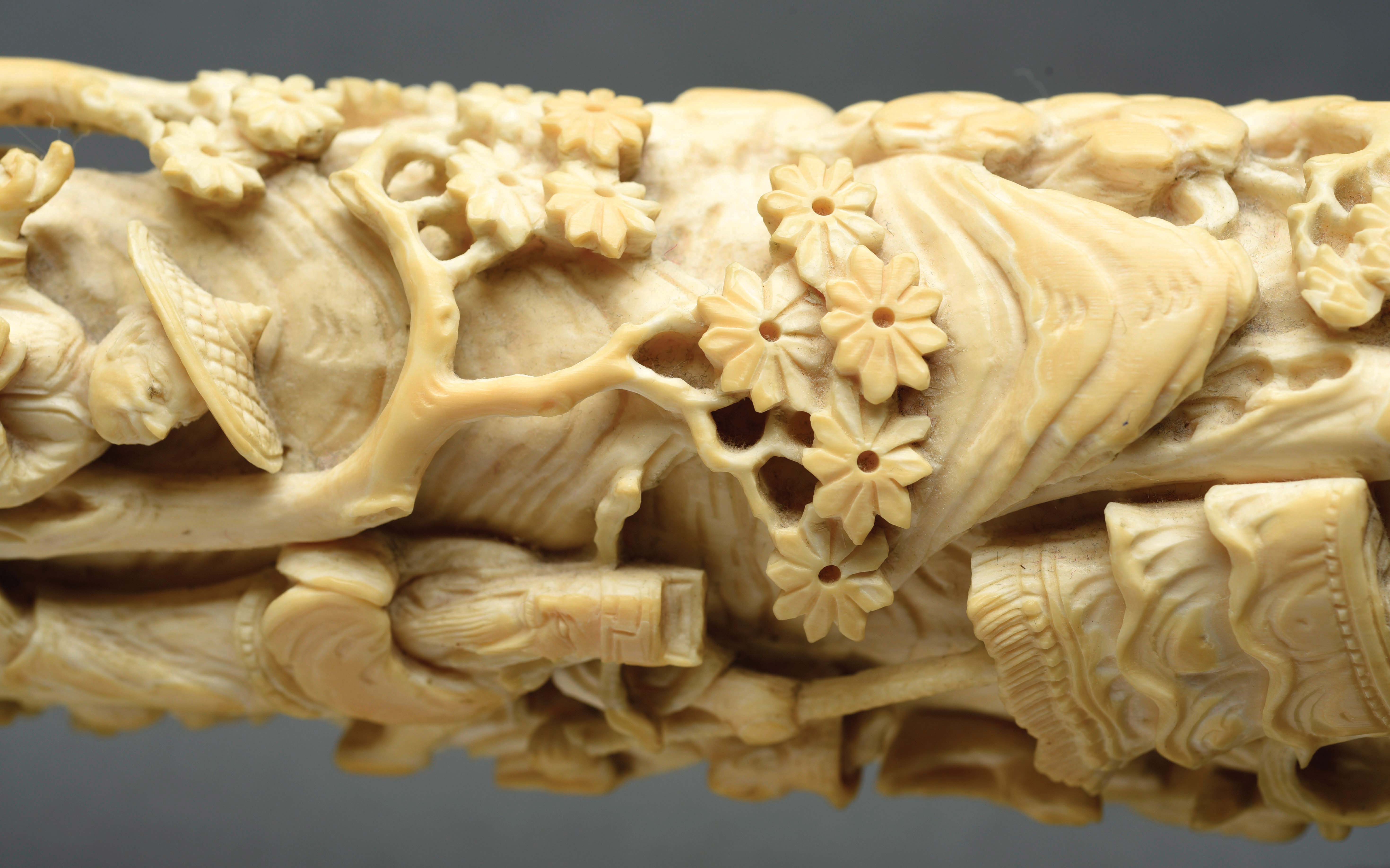Lot Detail CARVED ELEPHANT TUSK.