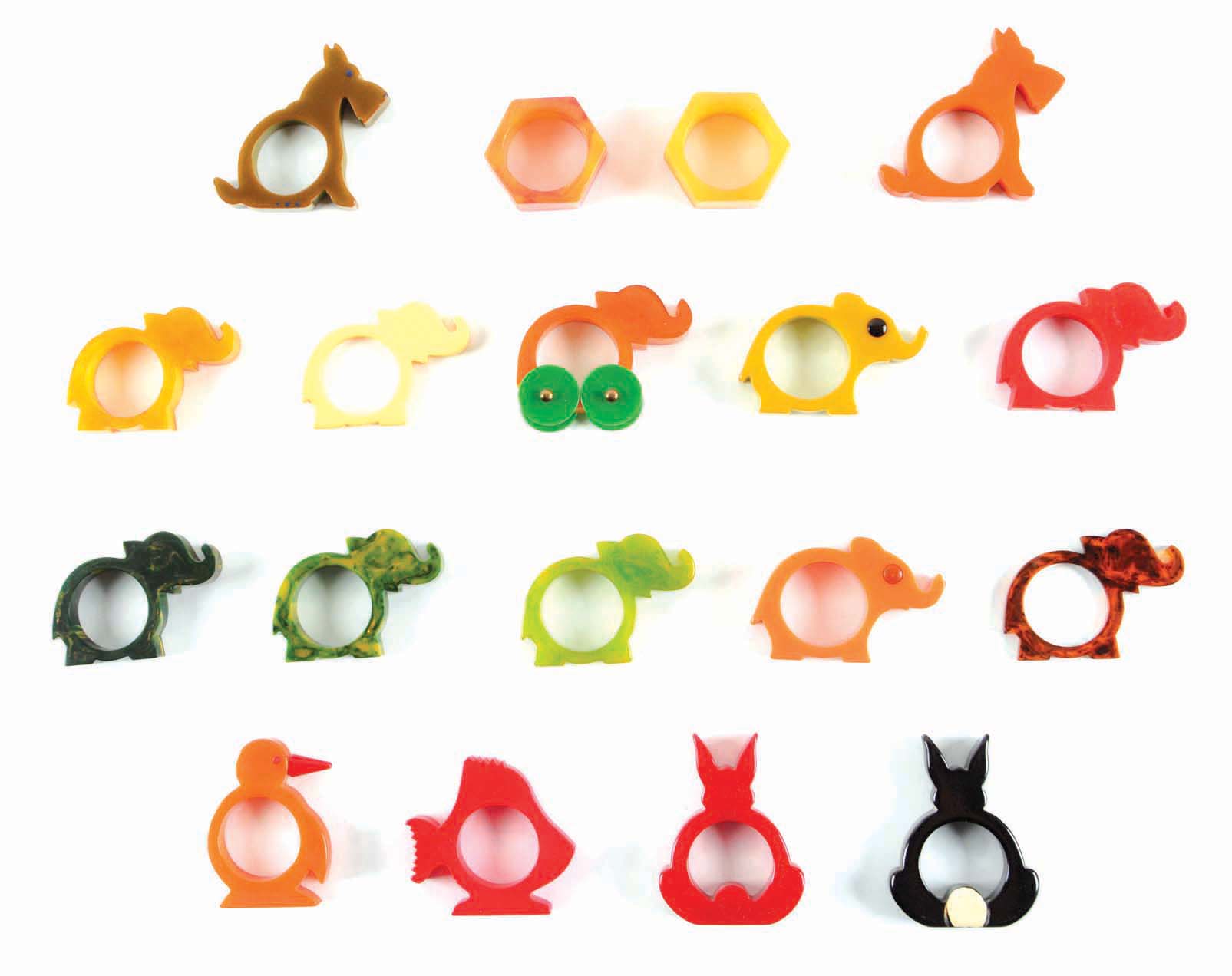 Lot Detail LOT OF 18 BAKELITE ANIMAL FIGURE NAPKIN RINGS.
