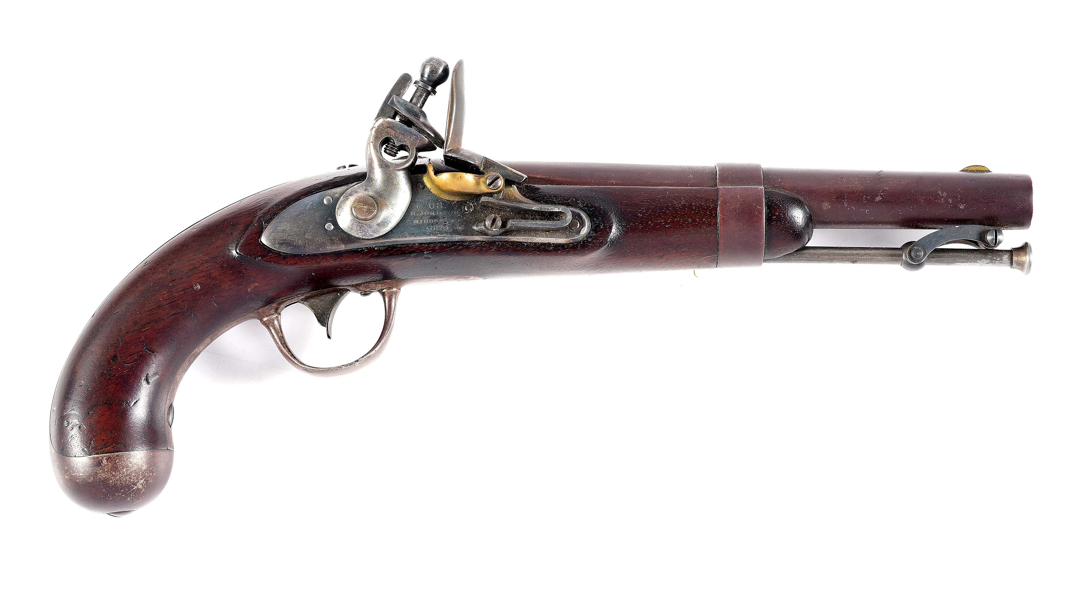 Lot Detail (A) R. JOHNSON 1836/1843 FLINTLOCK PISTOL.