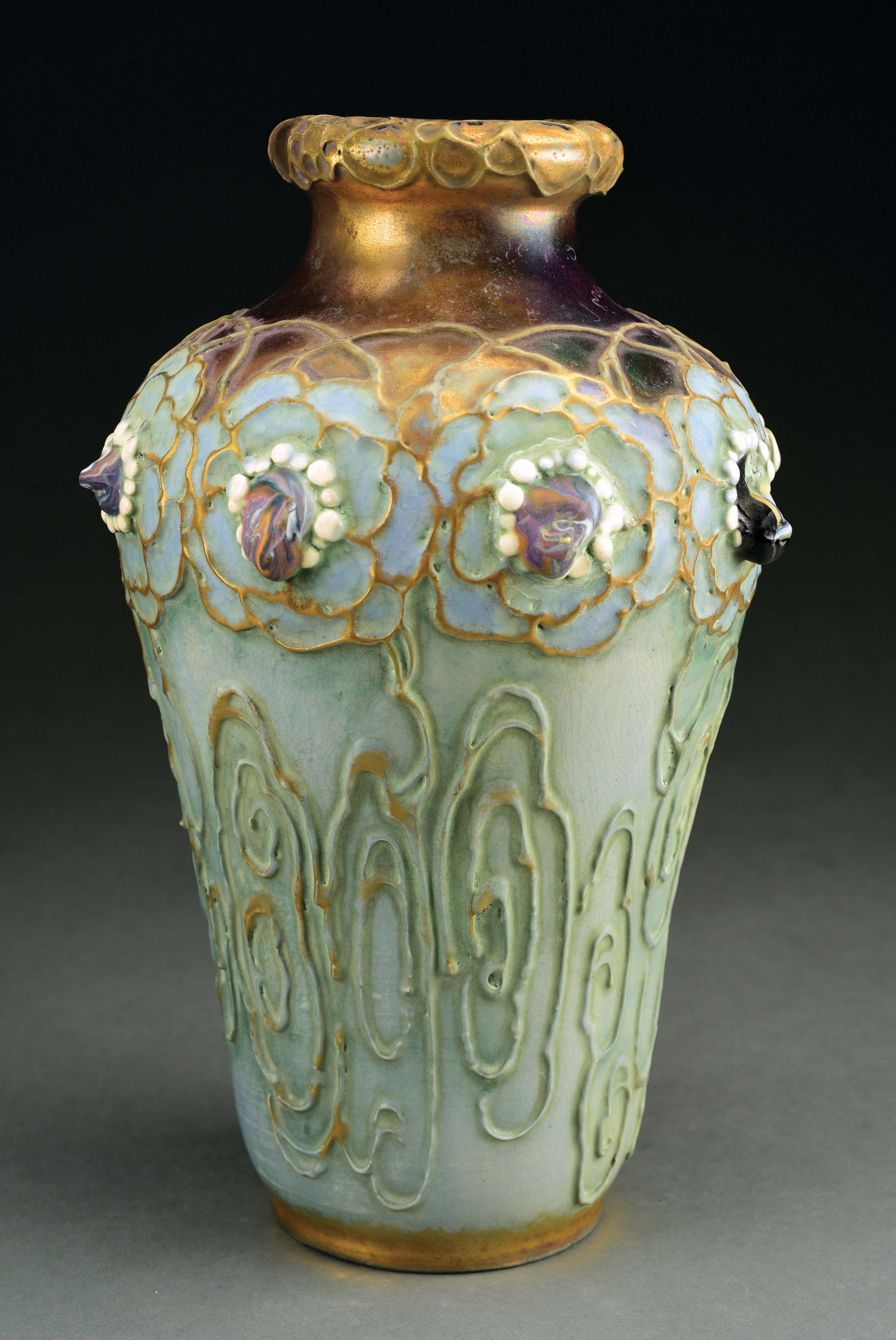 Lot Detail AMPHORA UNIQUE FLORAL VASE WITH EXPERIMENTAL GLAZES.