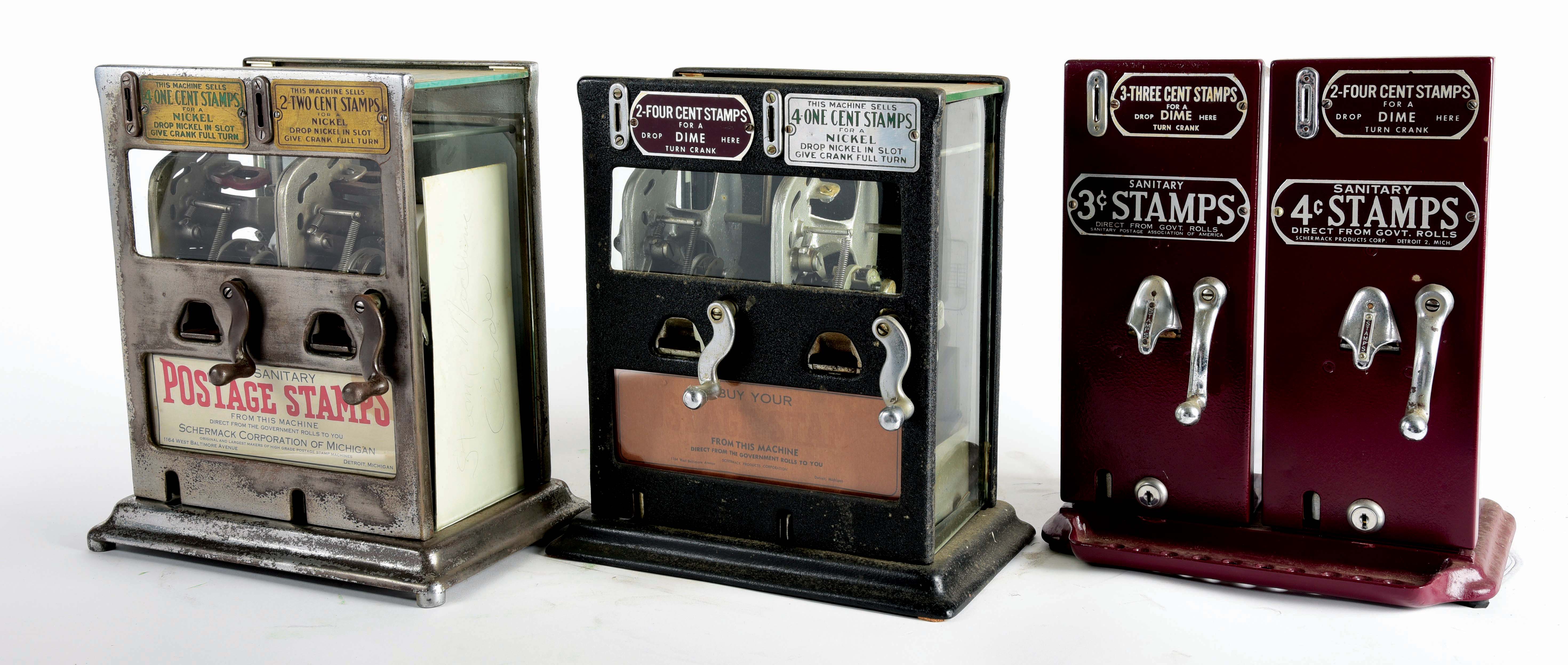 Lot Detail LOT OF 3 POSTAGE STAMP VENDING MACHINES.