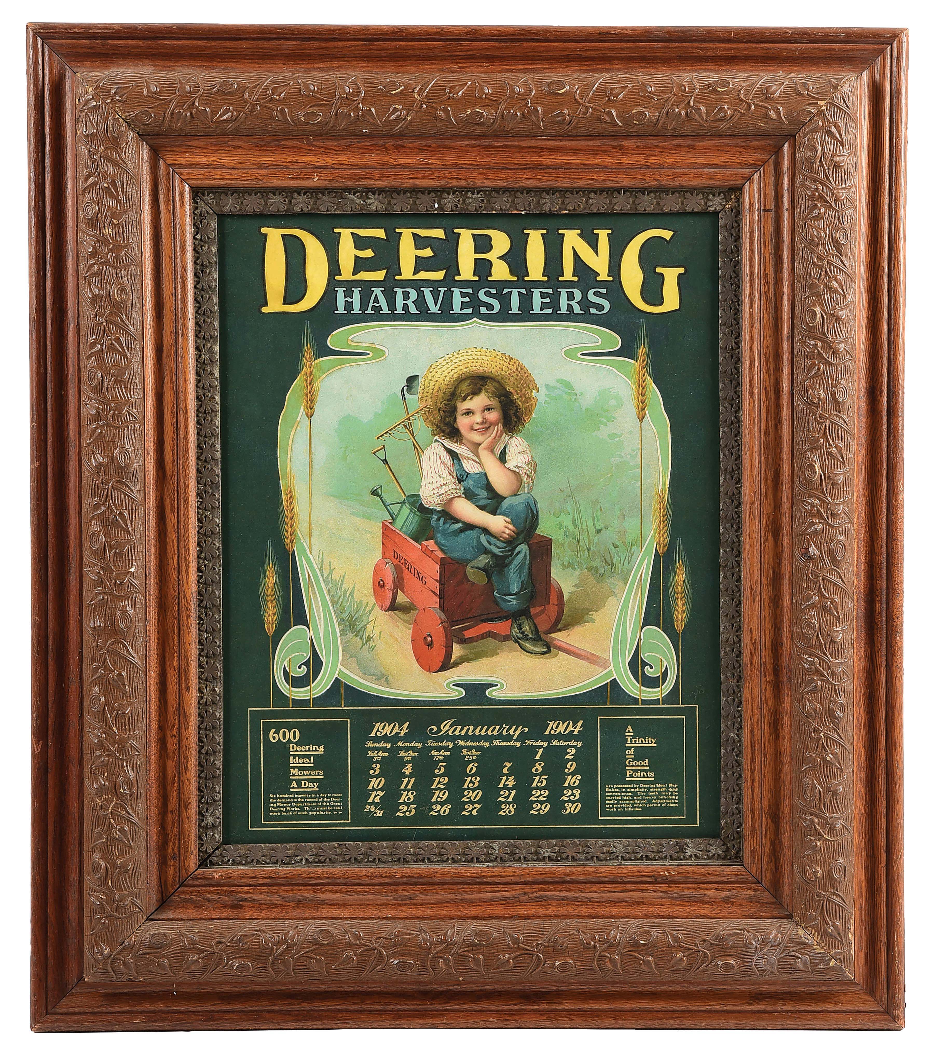 Lot Detail FRAMED DEERING HARVESTERS CALENDAR.