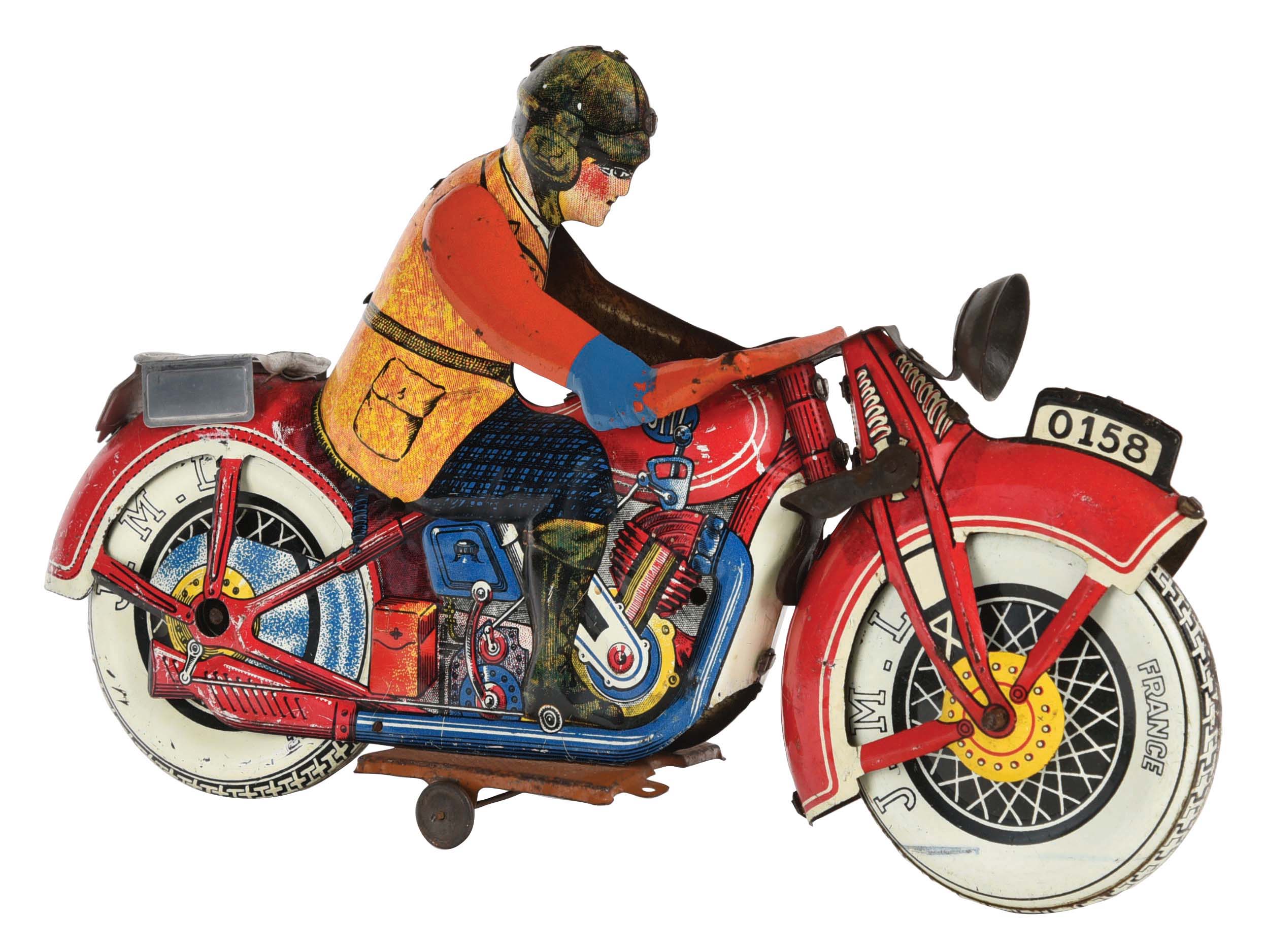 Lot Detail FRENCH JML TIN LITHO WINDUP MOTORCYCLE TOY.