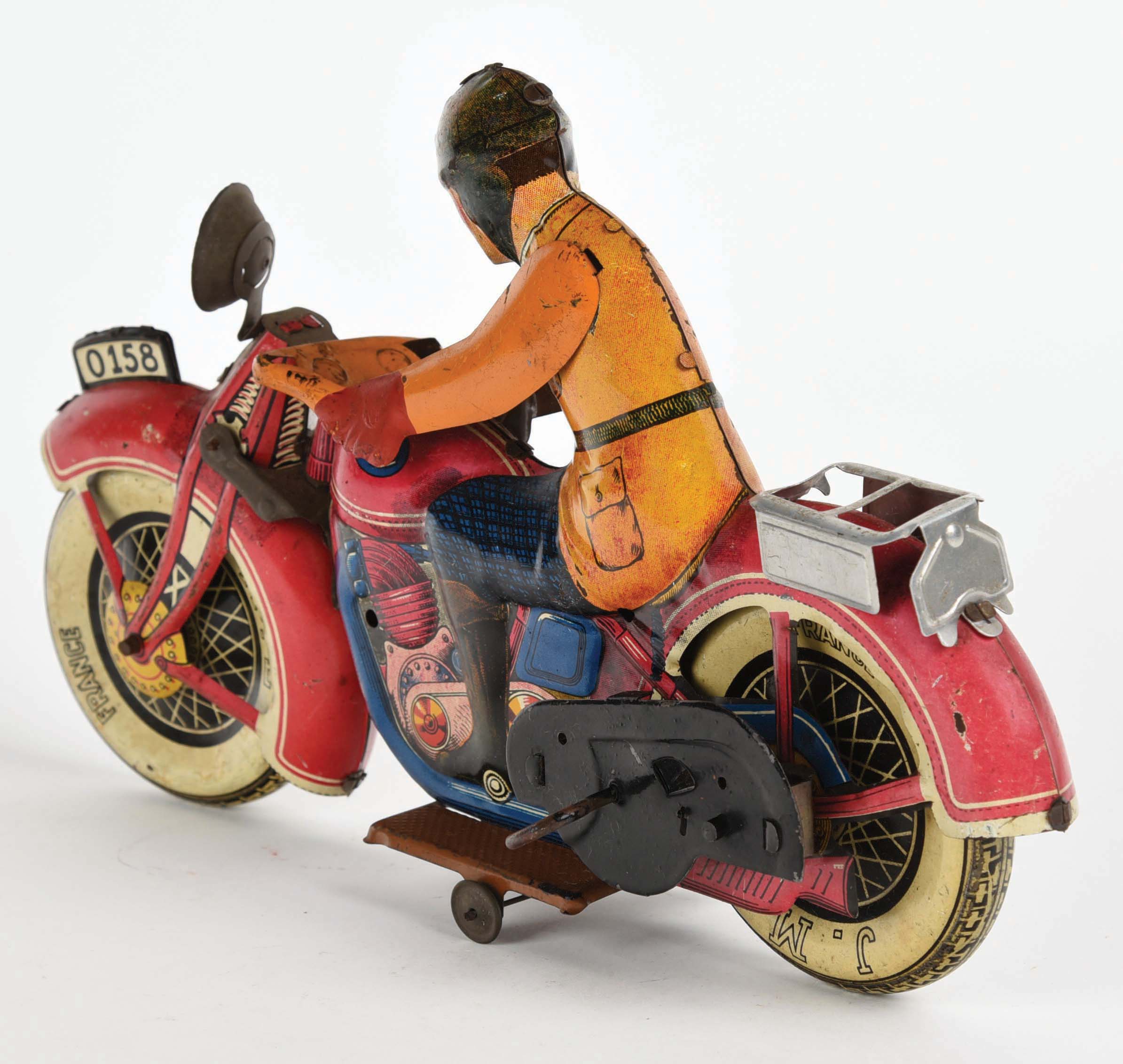 Lot Detail FRENCH TIN LITHO JML WINDUP MOTORCYCLE TOY.