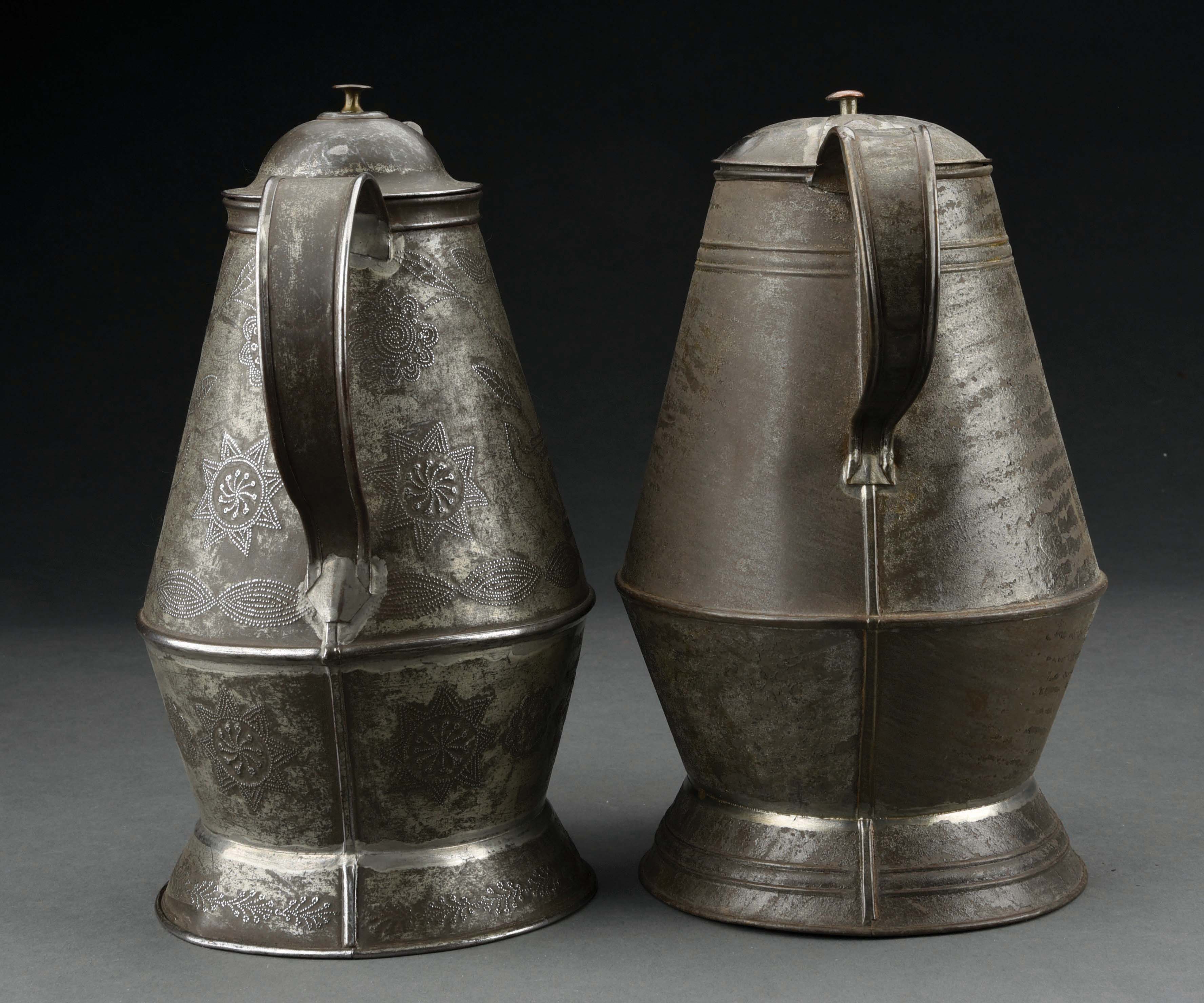 Lot Detail LOT OF 2 TIN TEAPOTS.