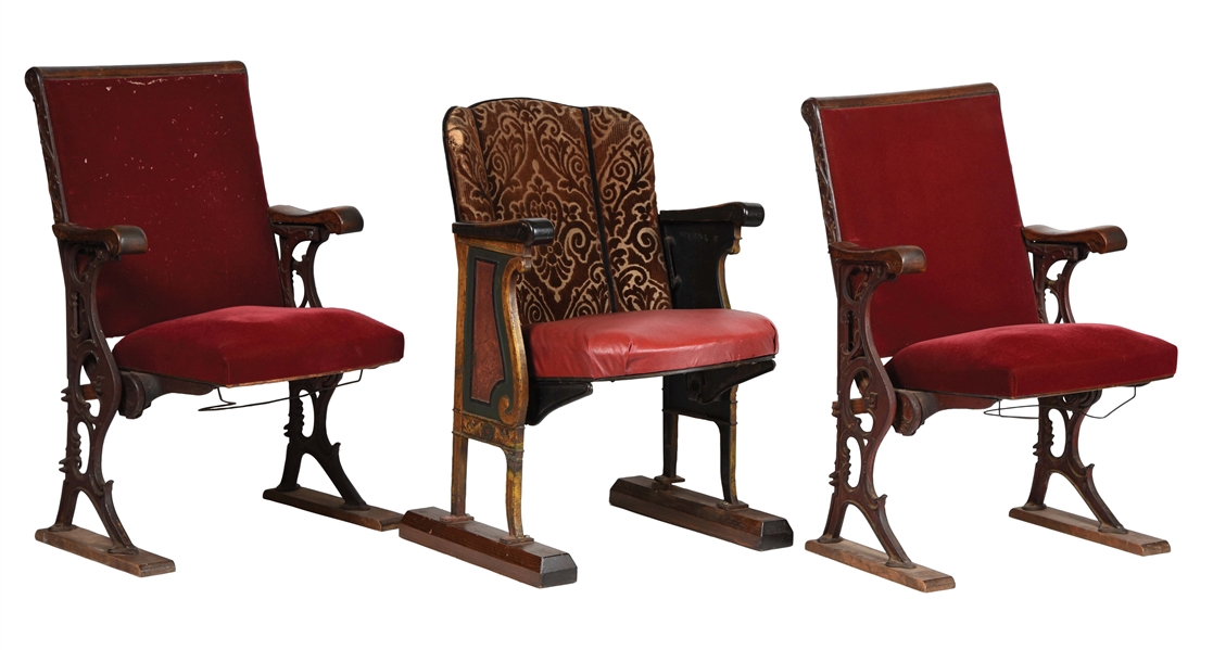 Lot Detail LOT OF 3 VINTAGE THEATER CHAIRS.