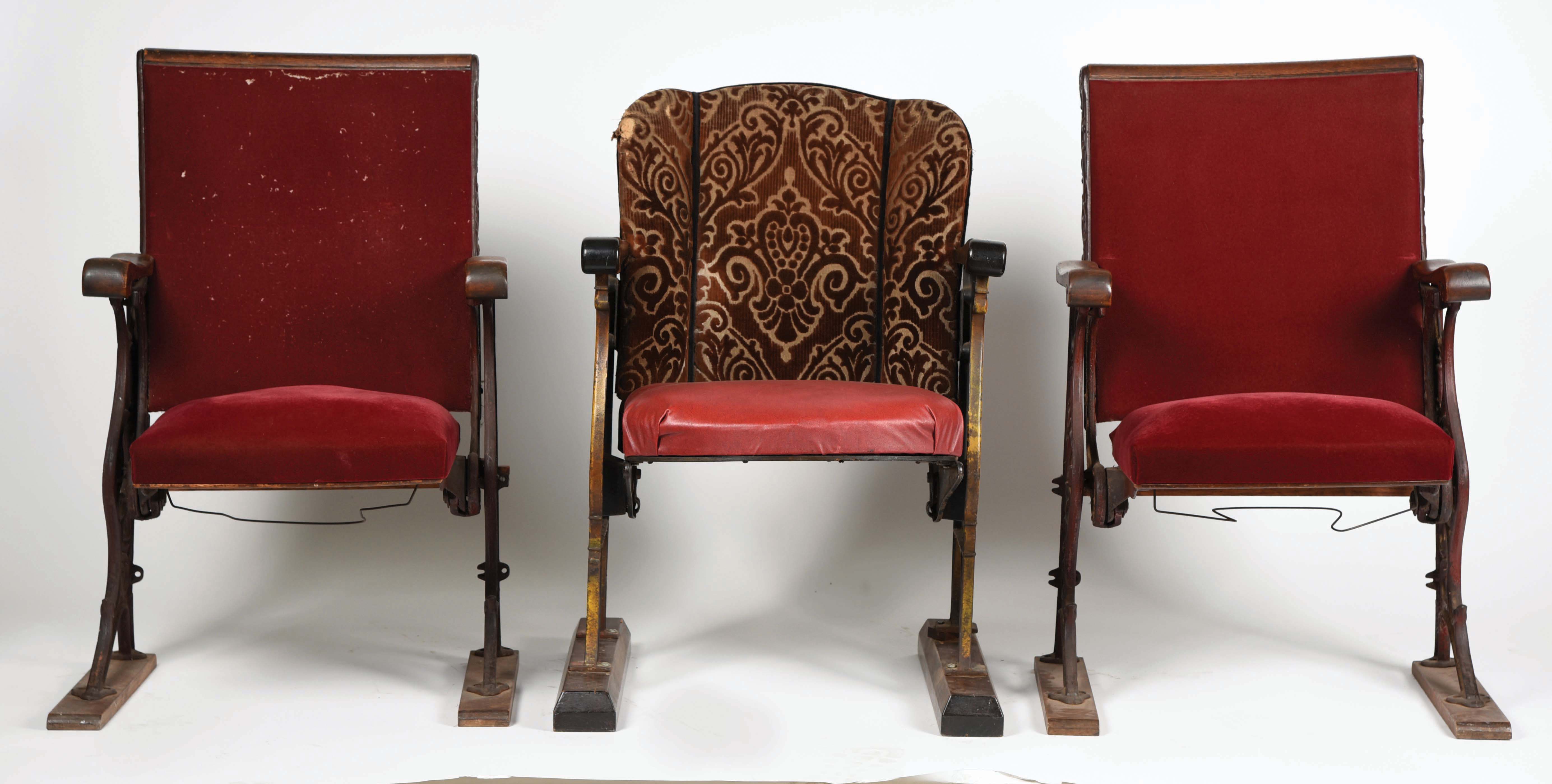Lot Detail LOT OF 3 VINTAGE THEATER CHAIRS.