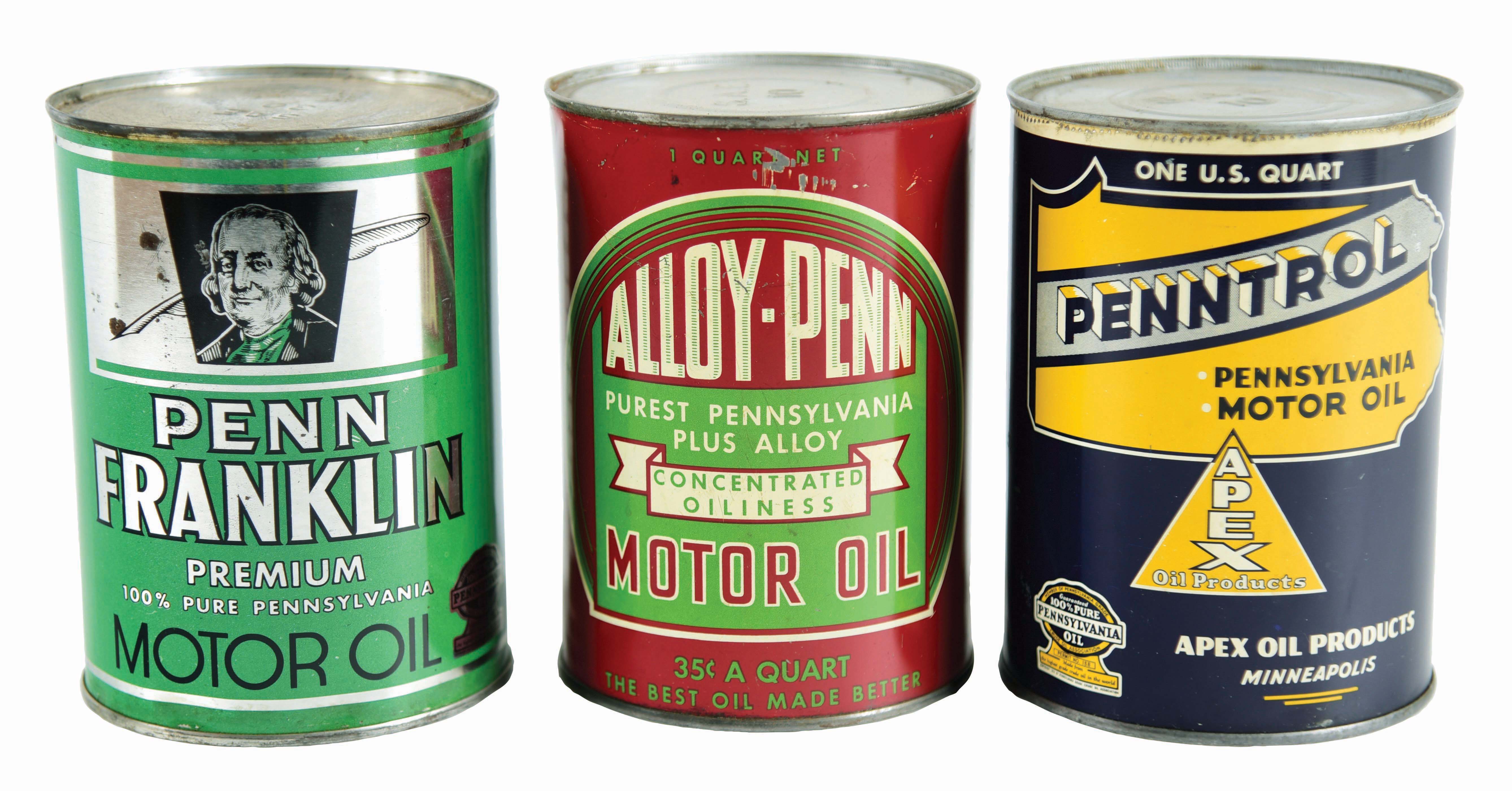Lot Detail LOT OF 3 ONE QUART CANS FROM ALLOYPENN, PENNTROL & PENN