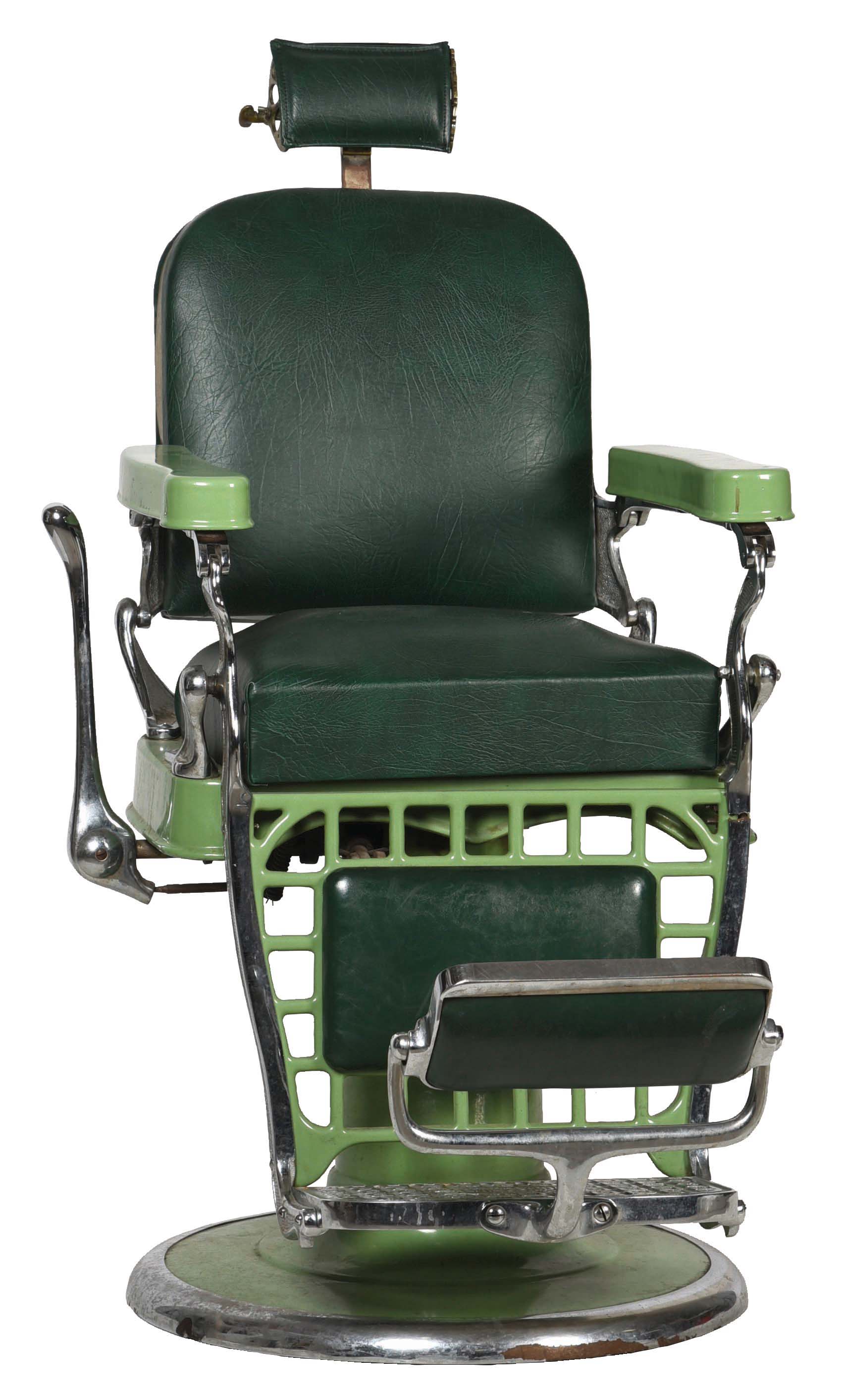 Lot Detail GREEN BARBER CHAIR.