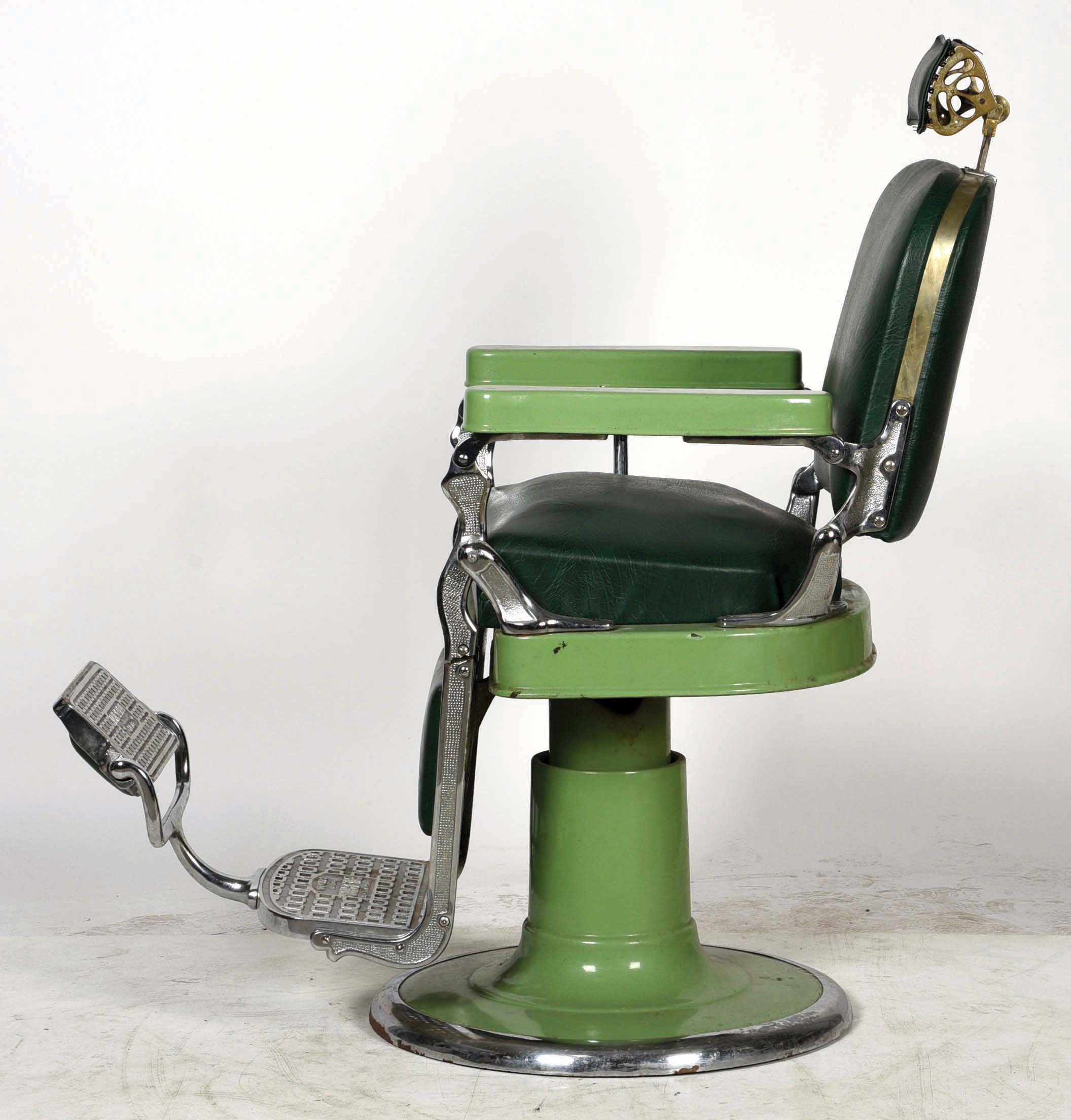 Lot Detail GREEN BARBER CHAIR.