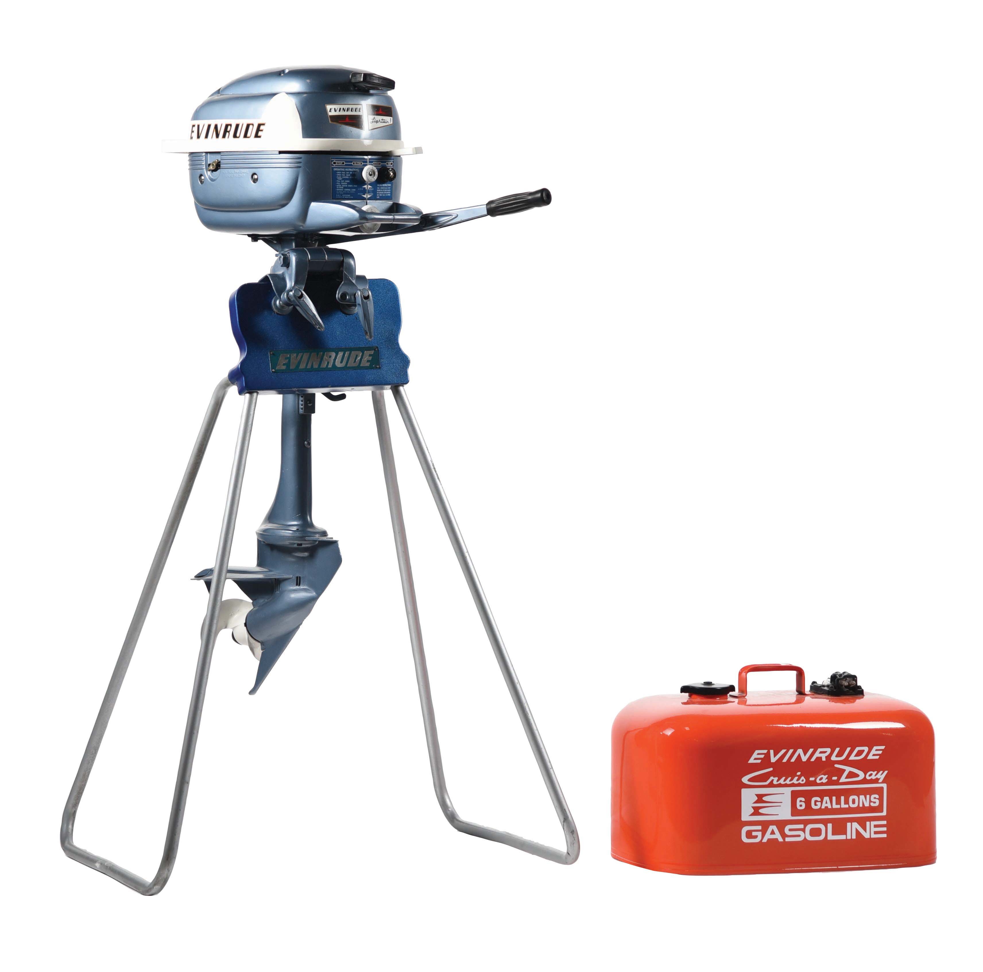 Lot Detail EVINRUDE 1957 LIGHT TWIN 3HP OUTBOARD MOTOR WITH ORIGINAL