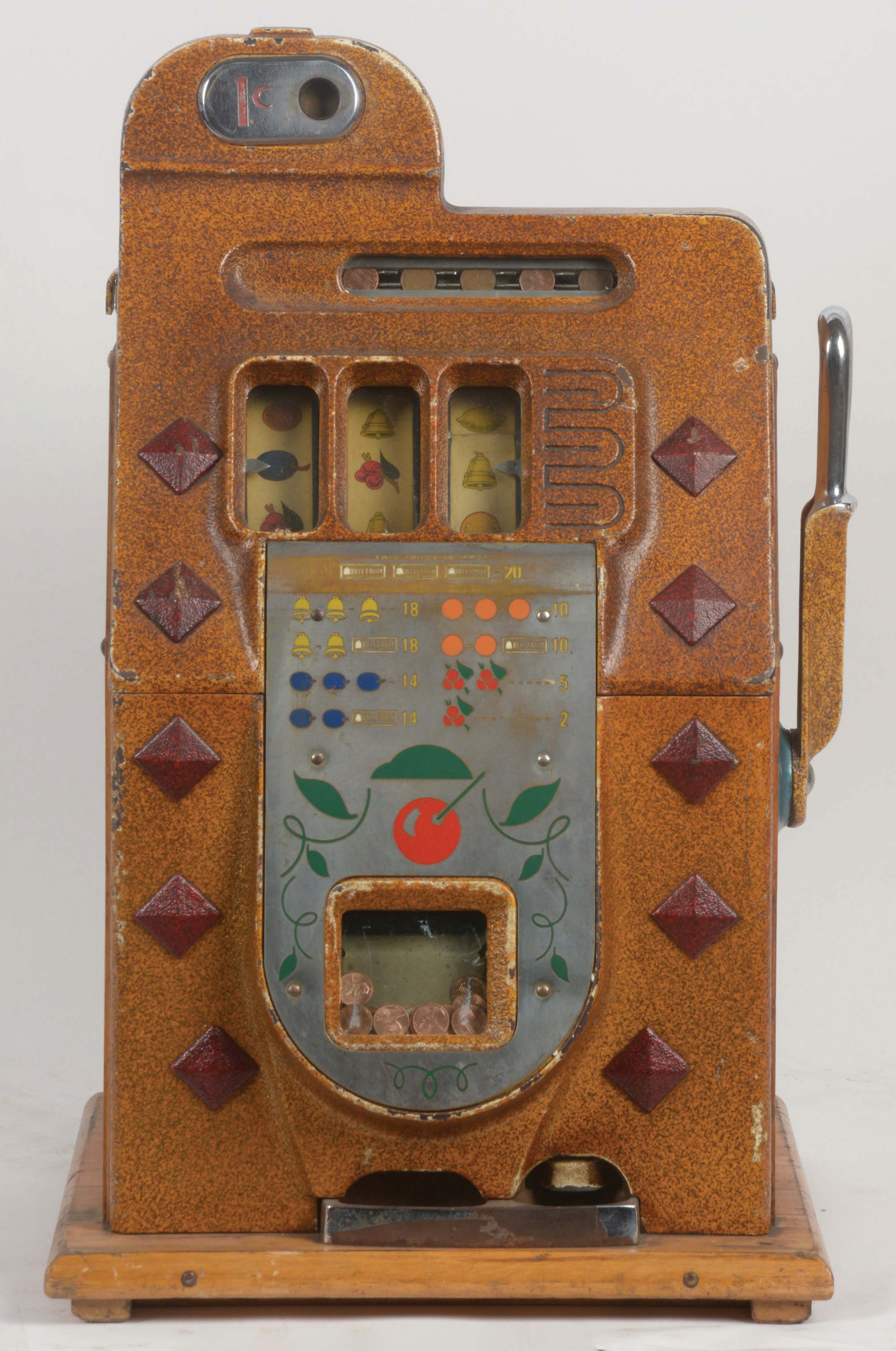 Lot Detail 1¢ MILLS DIAMOND FRONT ESCALATOR BELL SLOT MACHINE