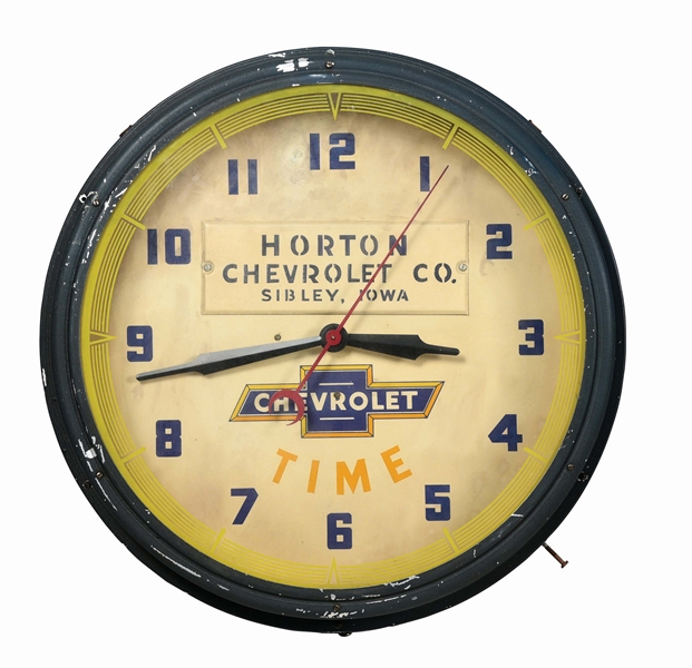 Lot Detail CHEVROLET TIME LACKNER NEON DEALERSHIP CLOCK.