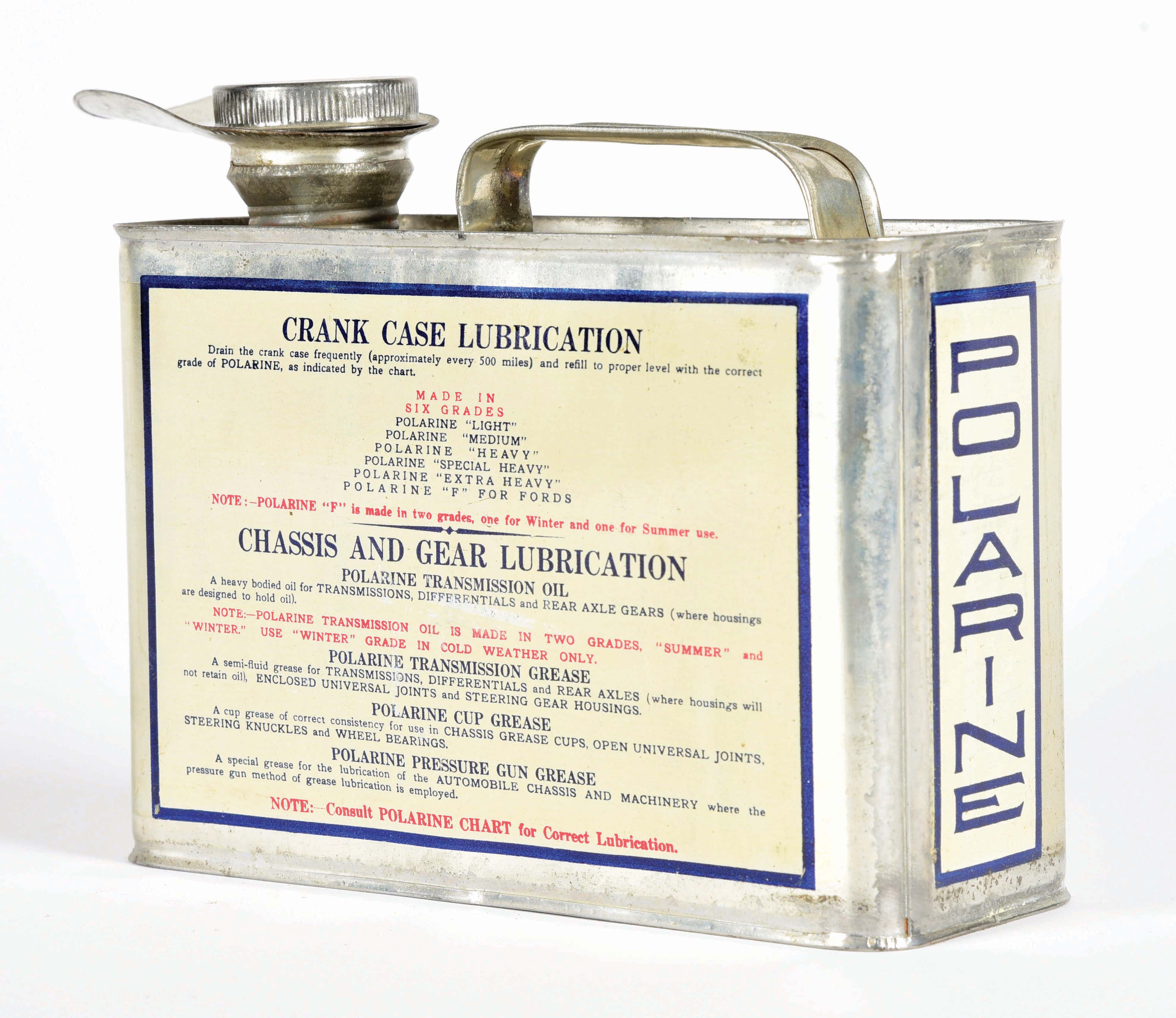 Lot Detail POLARINE MOTOR OIL HALF GALLON OIL CAN.