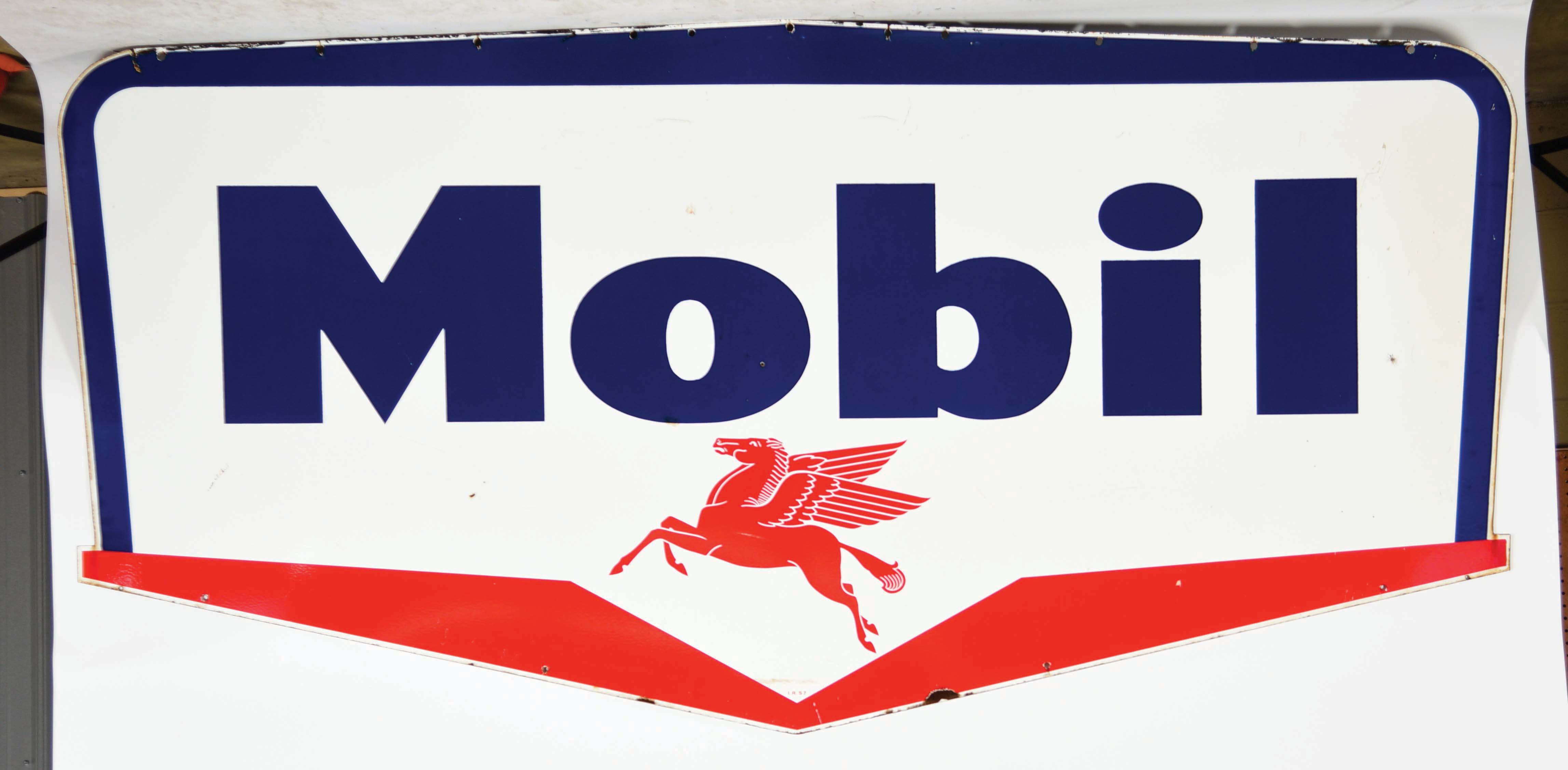 Lot Detail LARGE MOBIL GASOLINE PORCELAIN SERVICE STATION SIGN W