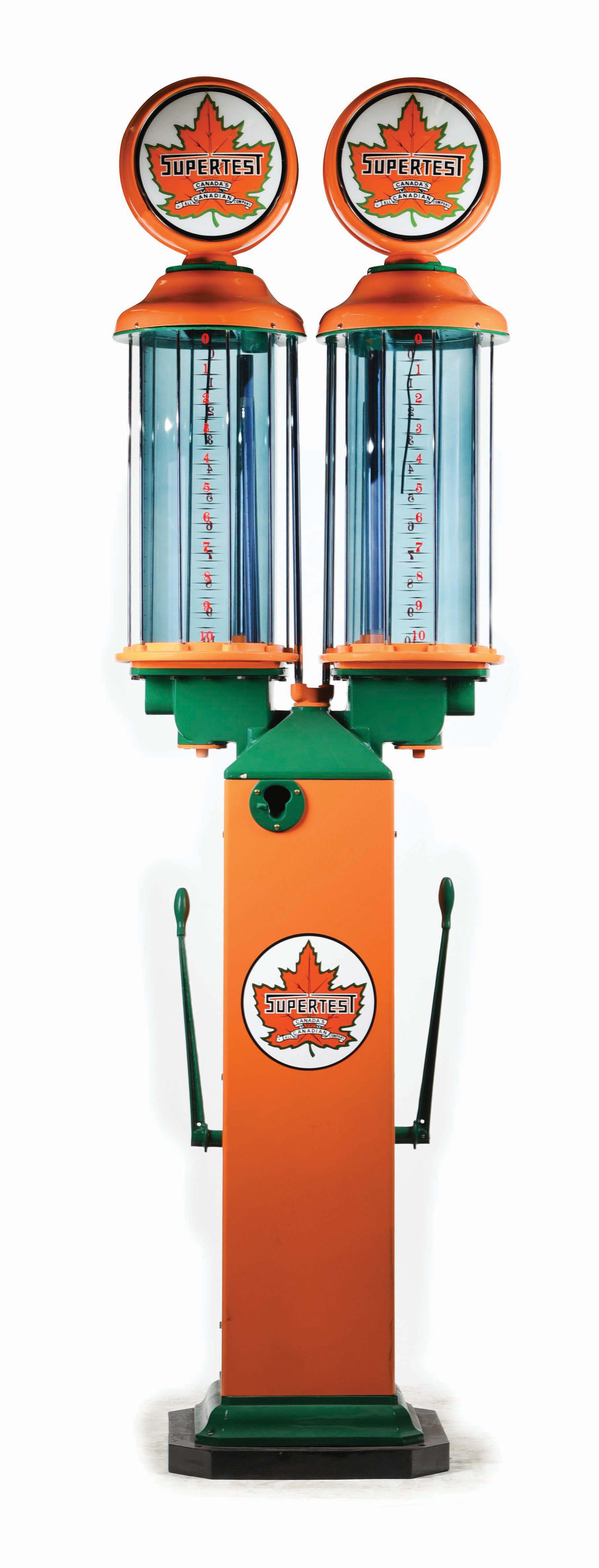 Lot Detail CANADIAN DOUBLE VISIBLE GAS PUMP RESTORED IN SUPERTEST