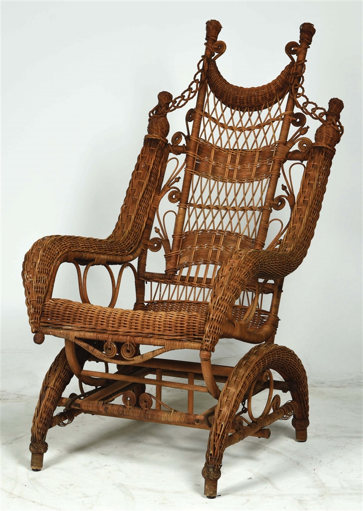 Lot Detail HEYWOODWAKEFIELD WICKER ROCKING CHAIR.