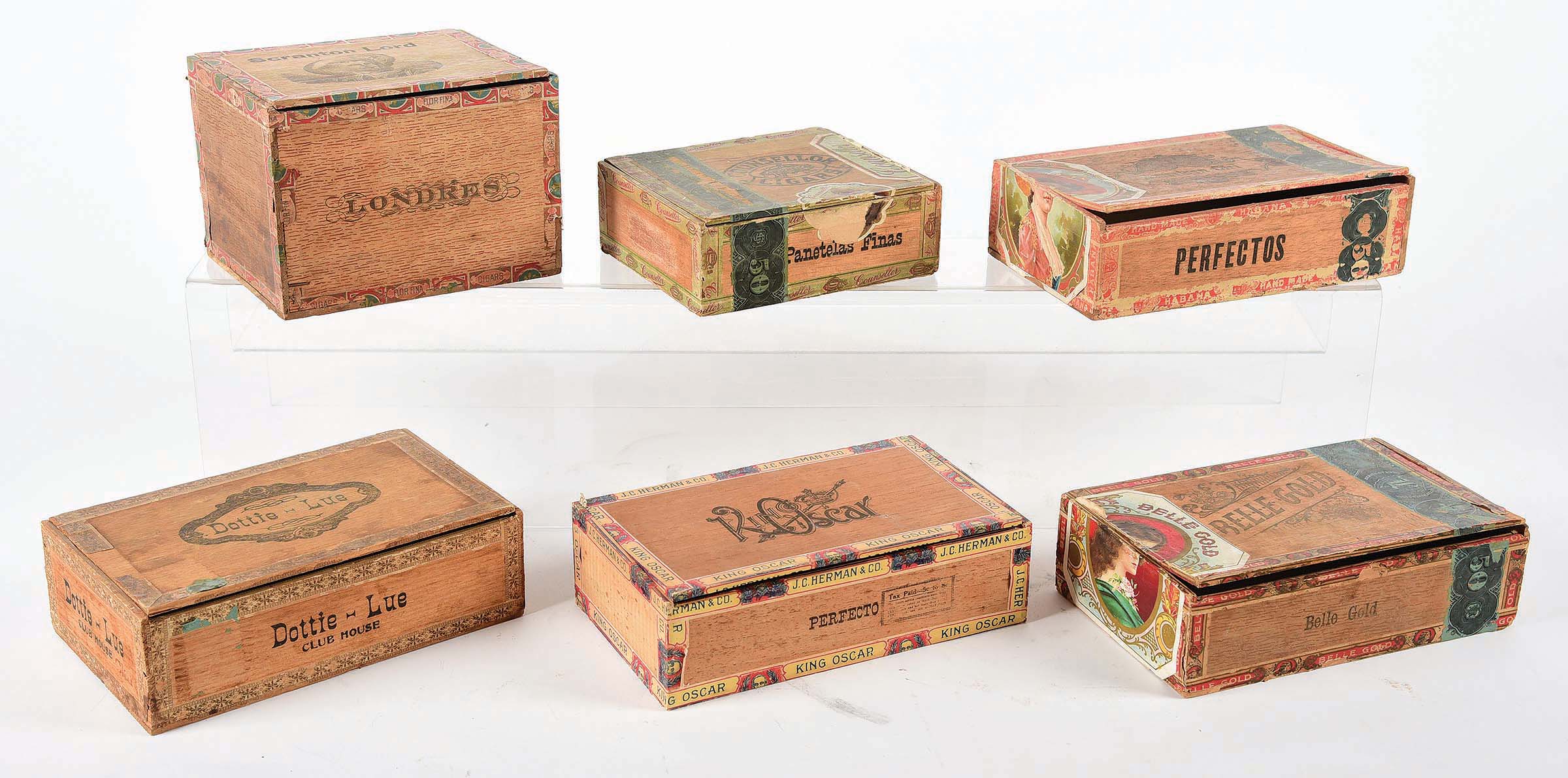 Lot Detail LOT OF 6 EARLY WOOD CIGAR BOXES.