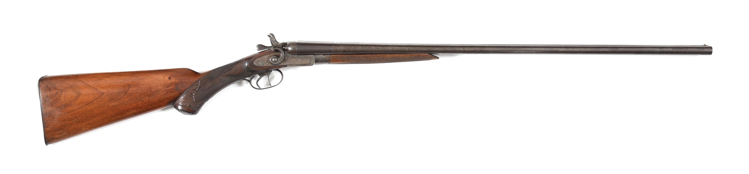Belgian made side by side hammer shotgun marked "Bridge Gun Works
