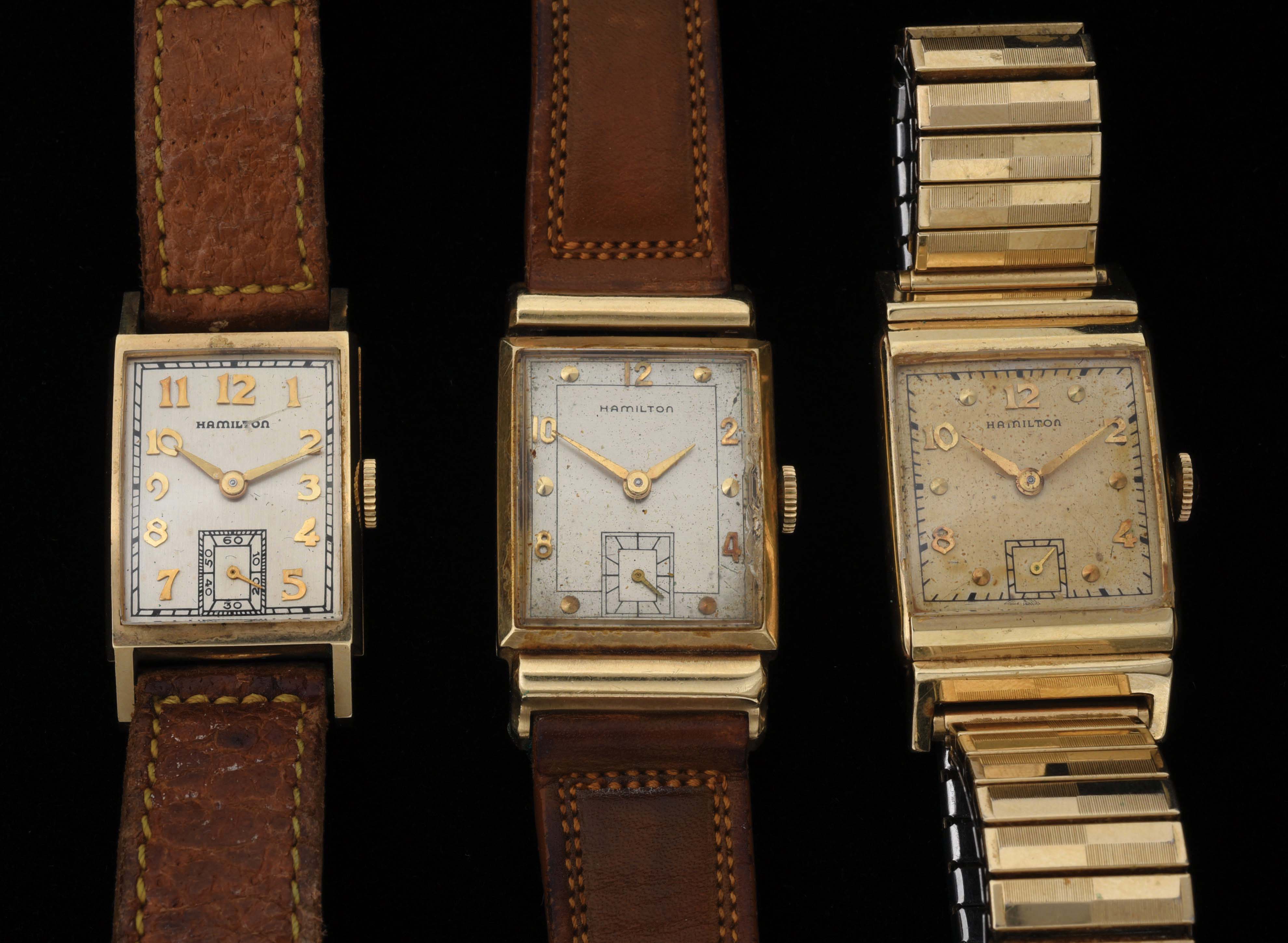 Lot Detail LOT OF 3 14K YELLOW GOLD HAMILTON RECTANGULAR WRIST WATCHES.