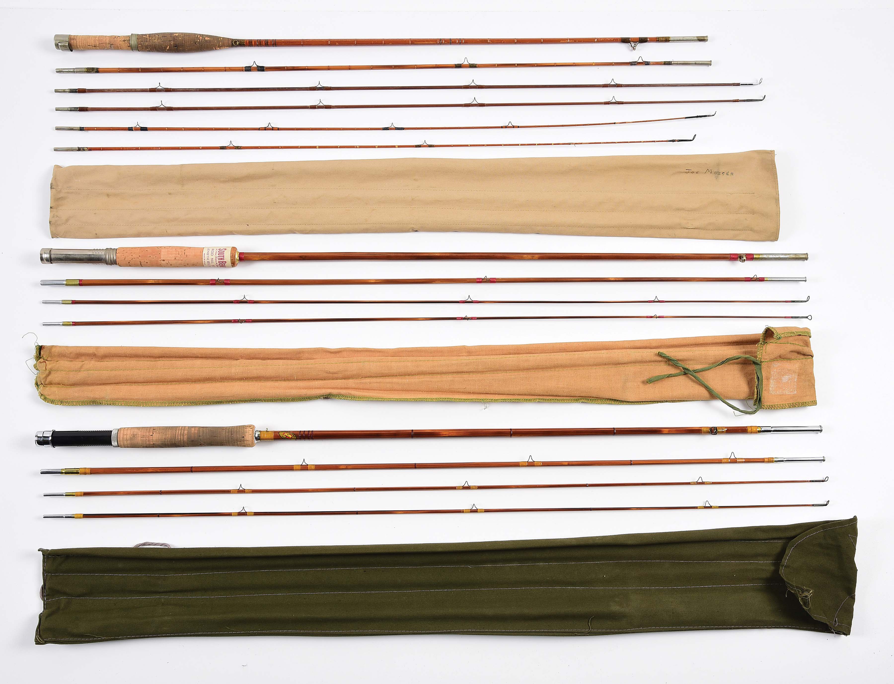 Lot Detail LOT OF 3 EARLY BAMBOO FISHING RODS.