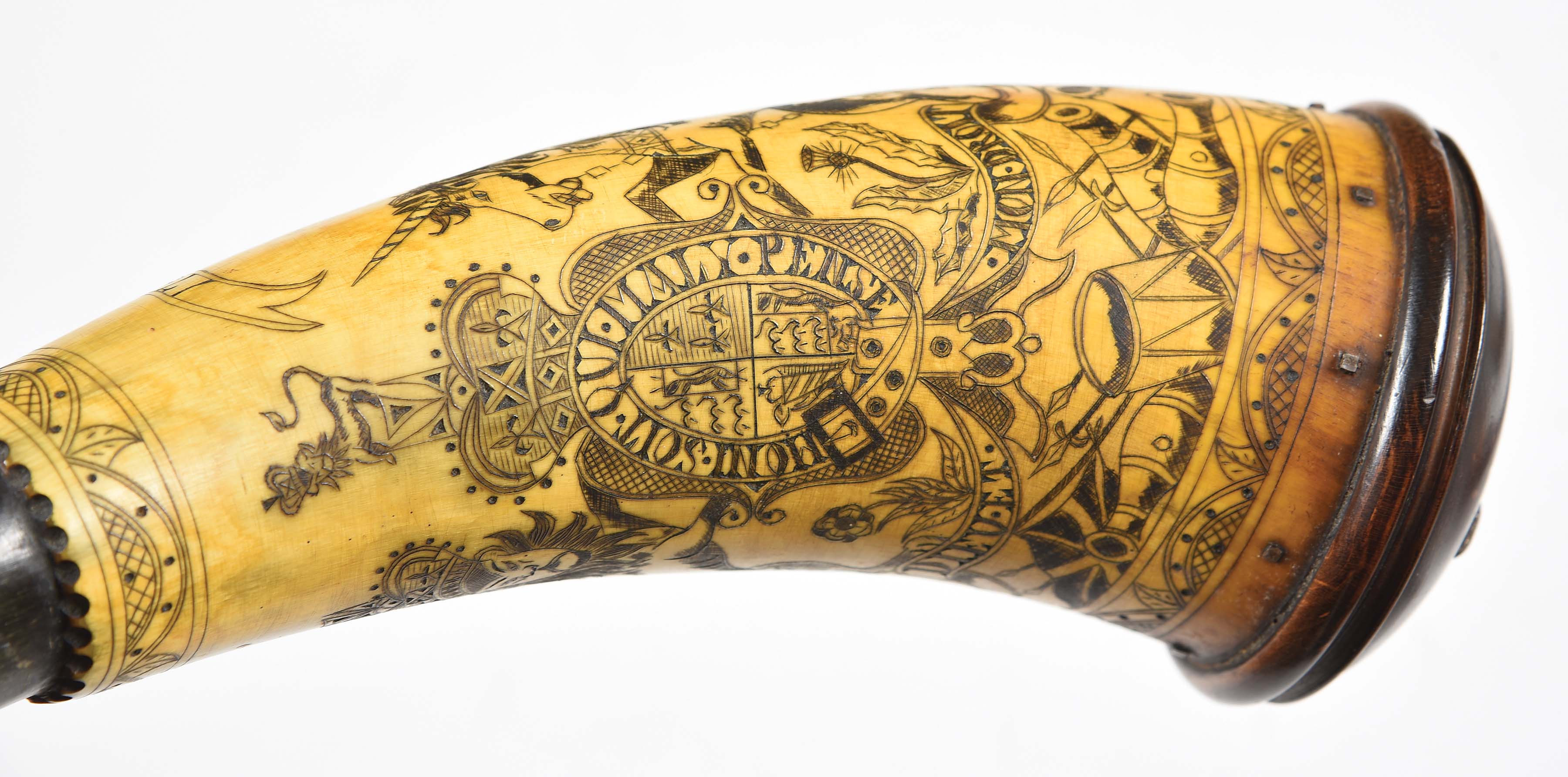 Lot Detail LOT OF 7 CONTEMPORARY ENGRAVED POWDER HORNS.