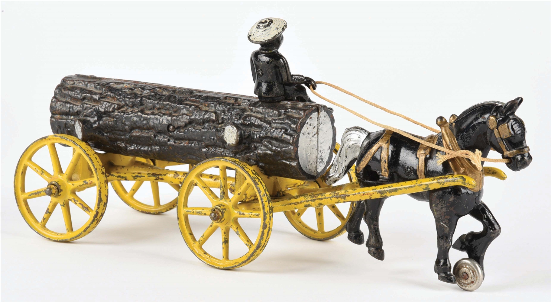 Lot Detail CAST IRON HUBLEY HORSE DRAWN LOG WAGON.