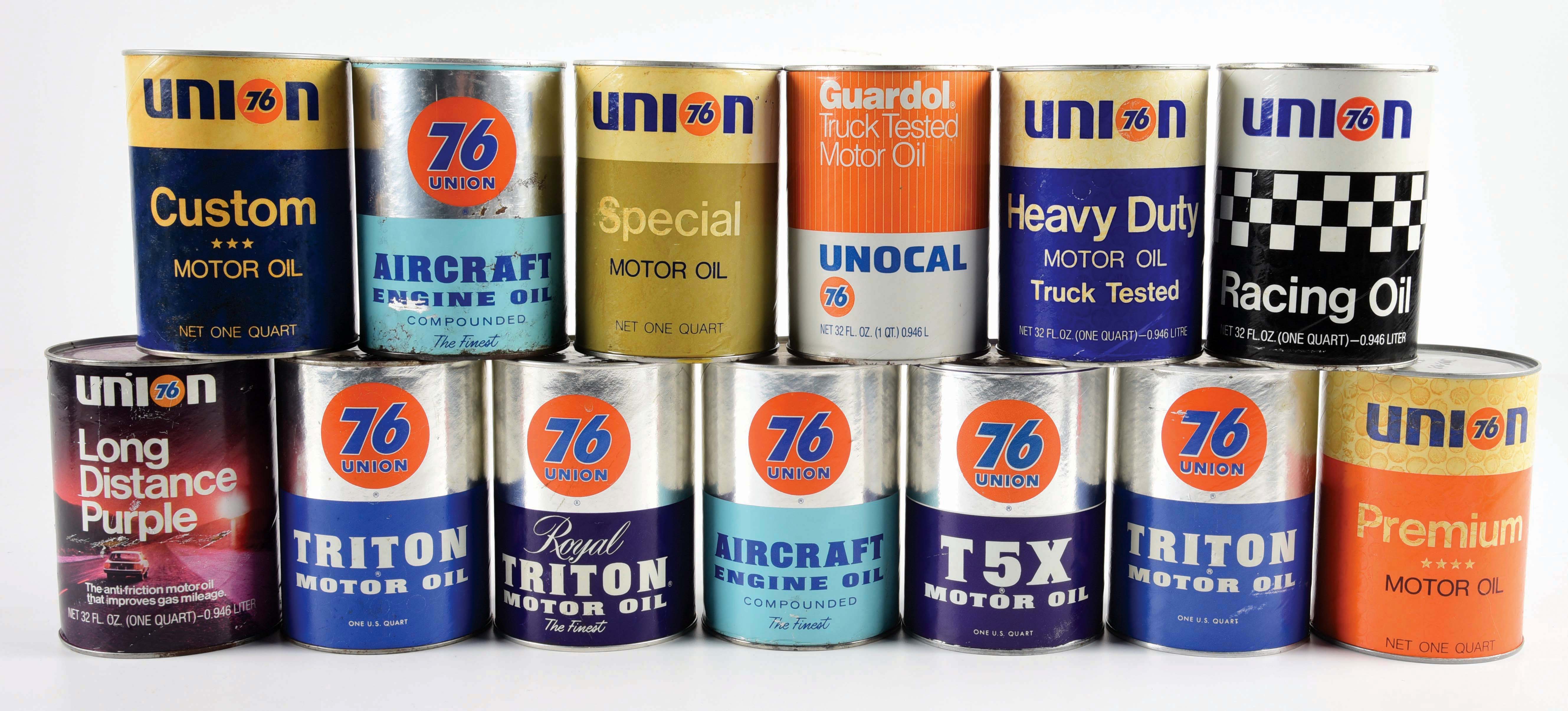 Lot Detail LOT OF 13 UNION 76 MOTOR OIL ONE QUART CANS.