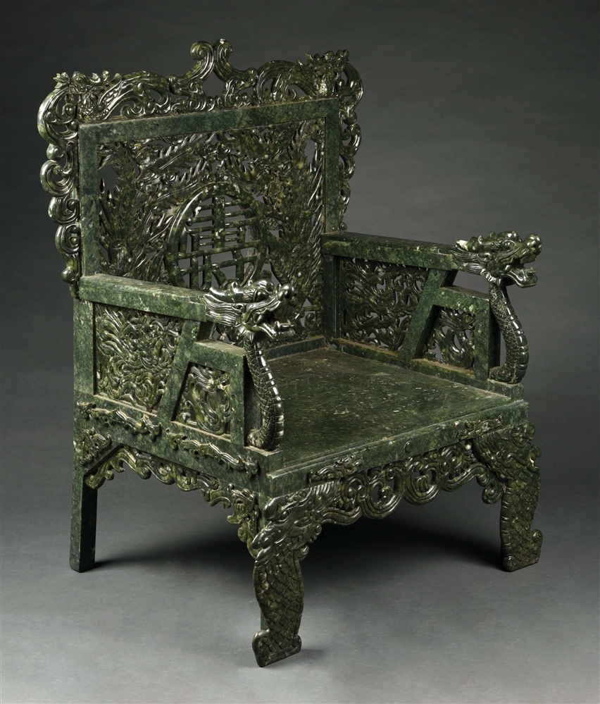 Lot Detail CARVED EMPRESS CHINESE JADE CHAIR.