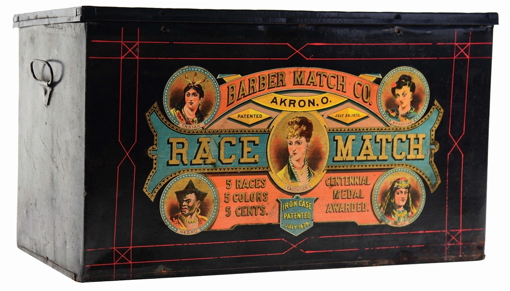 Lot Detail ORIGINAL TIN DISPLAY PIECE ADVERTISING THE BARBER MATCH CO