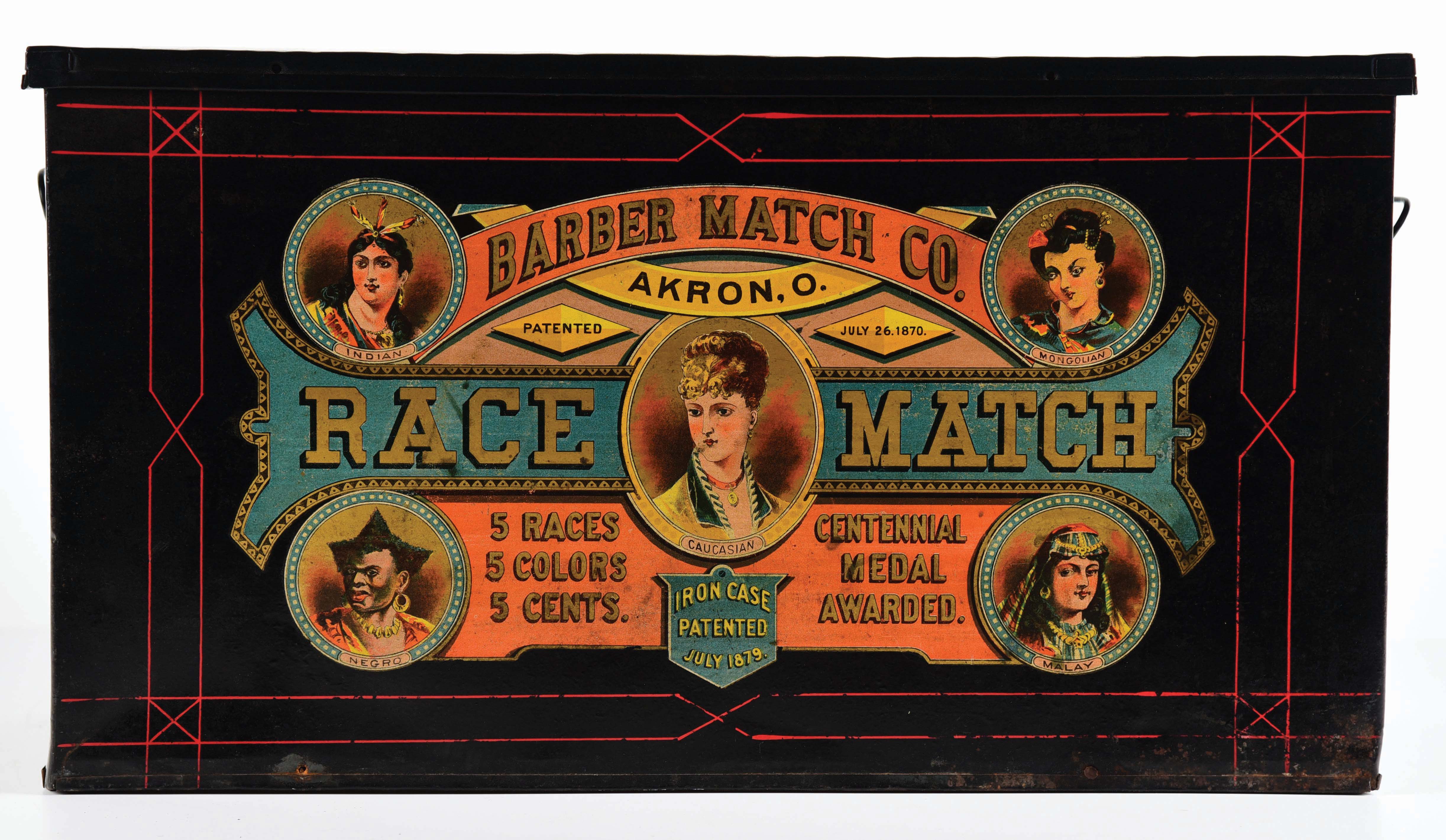 Lot Detail ORIGINAL TIN DISPLAY PIECE ADVERTISING THE BARBER MATCH CO