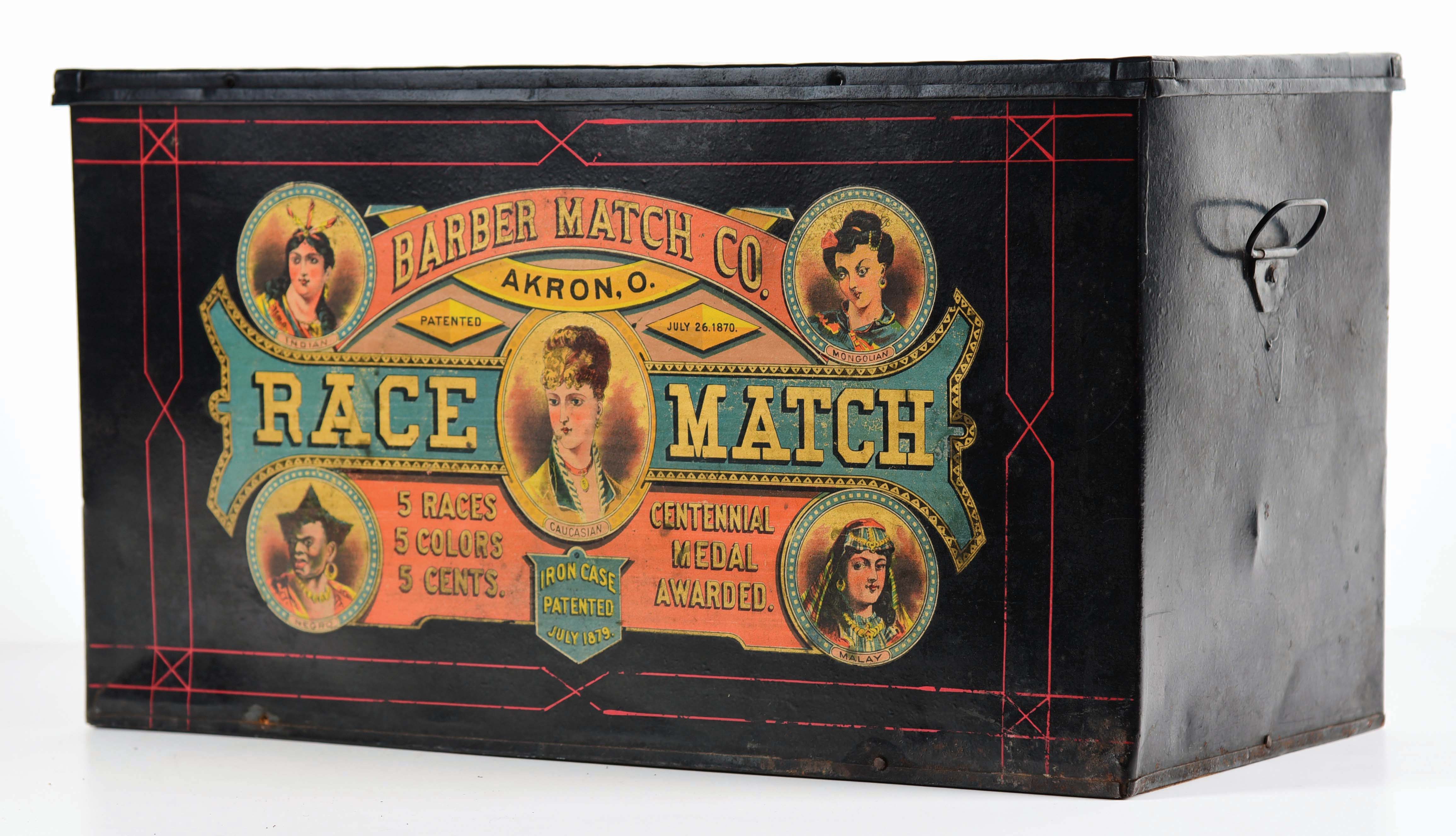 Lot Detail ORIGINAL TIN DISPLAY PIECE ADVERTISING THE BARBER MATCH CO