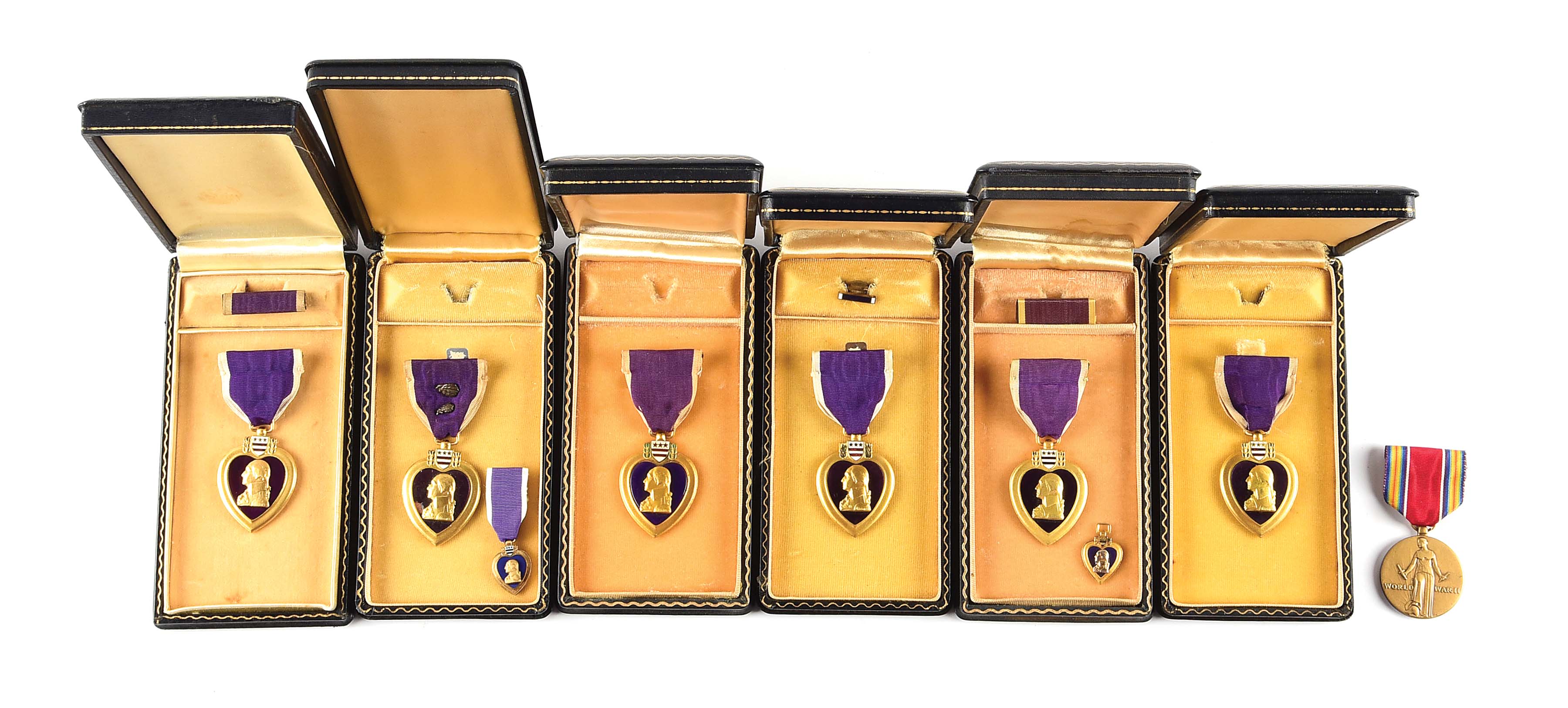 Lot Detail LOT OF 6 US WWII NUMBERED PURPLE HEART MEDALS WITH CASES