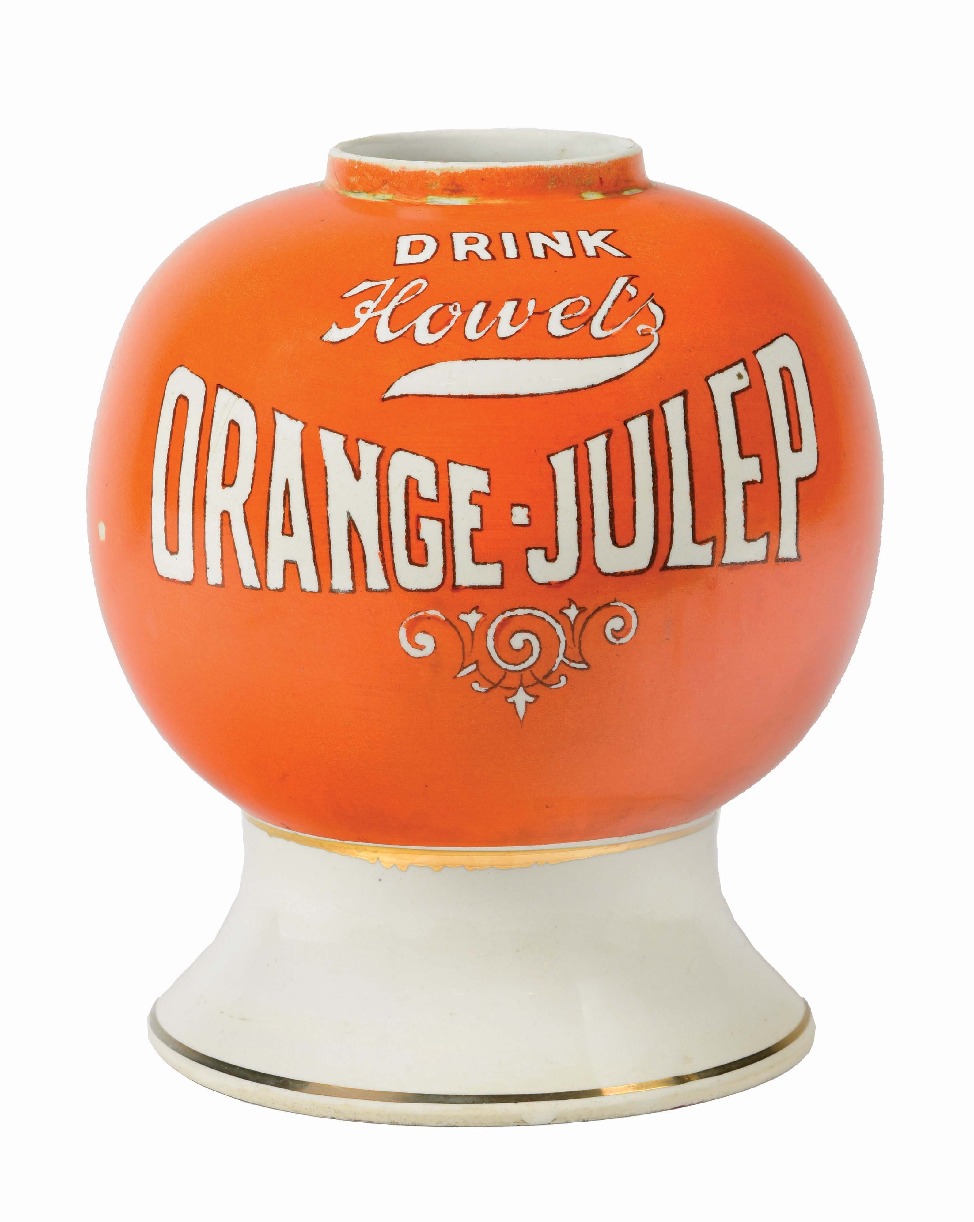 Lot Detail HOWEL'S ORANGEJULEP SODA SYRUP DISPENSER.