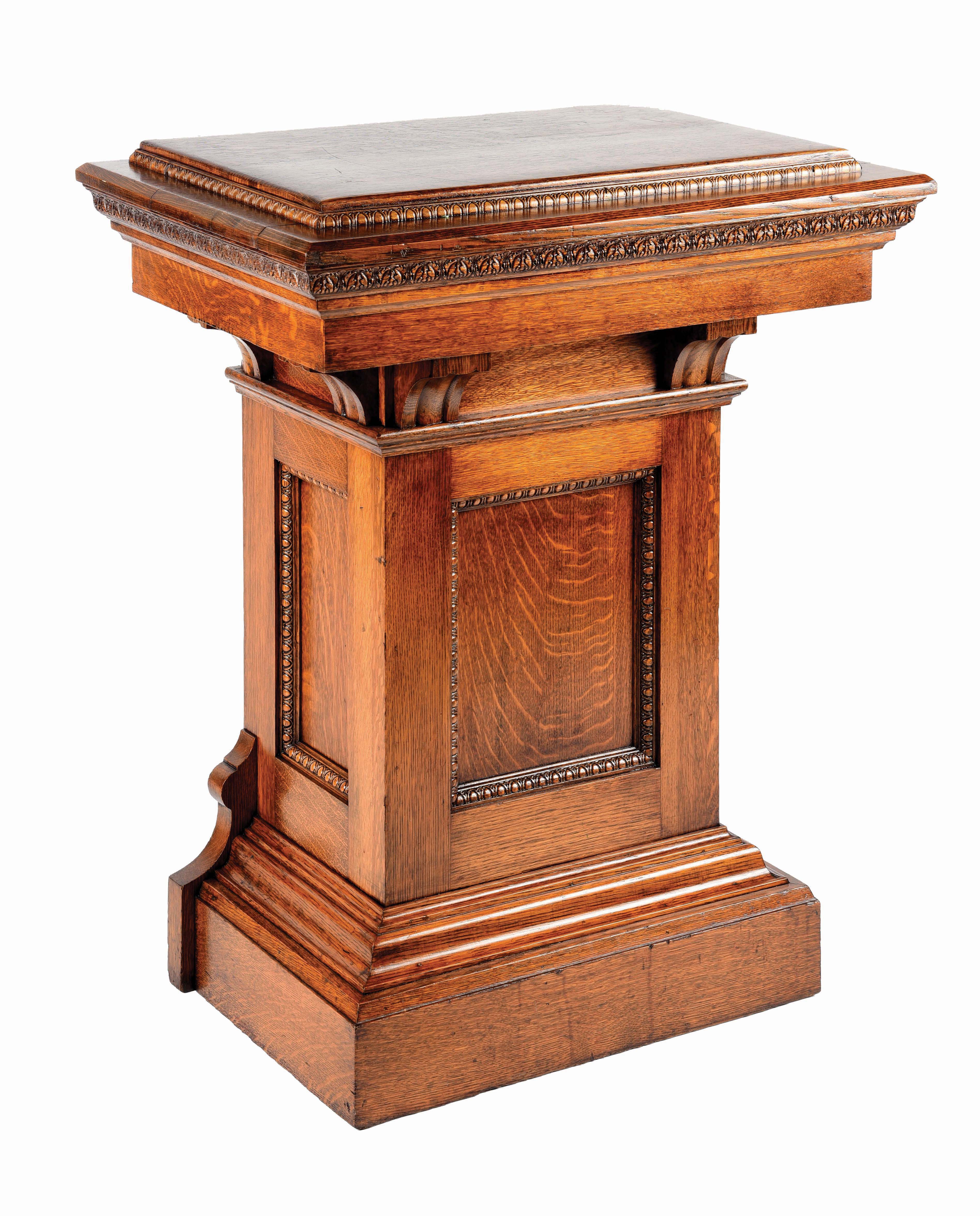 Lot Detail QUARTERED OAK WOODEN STAND.