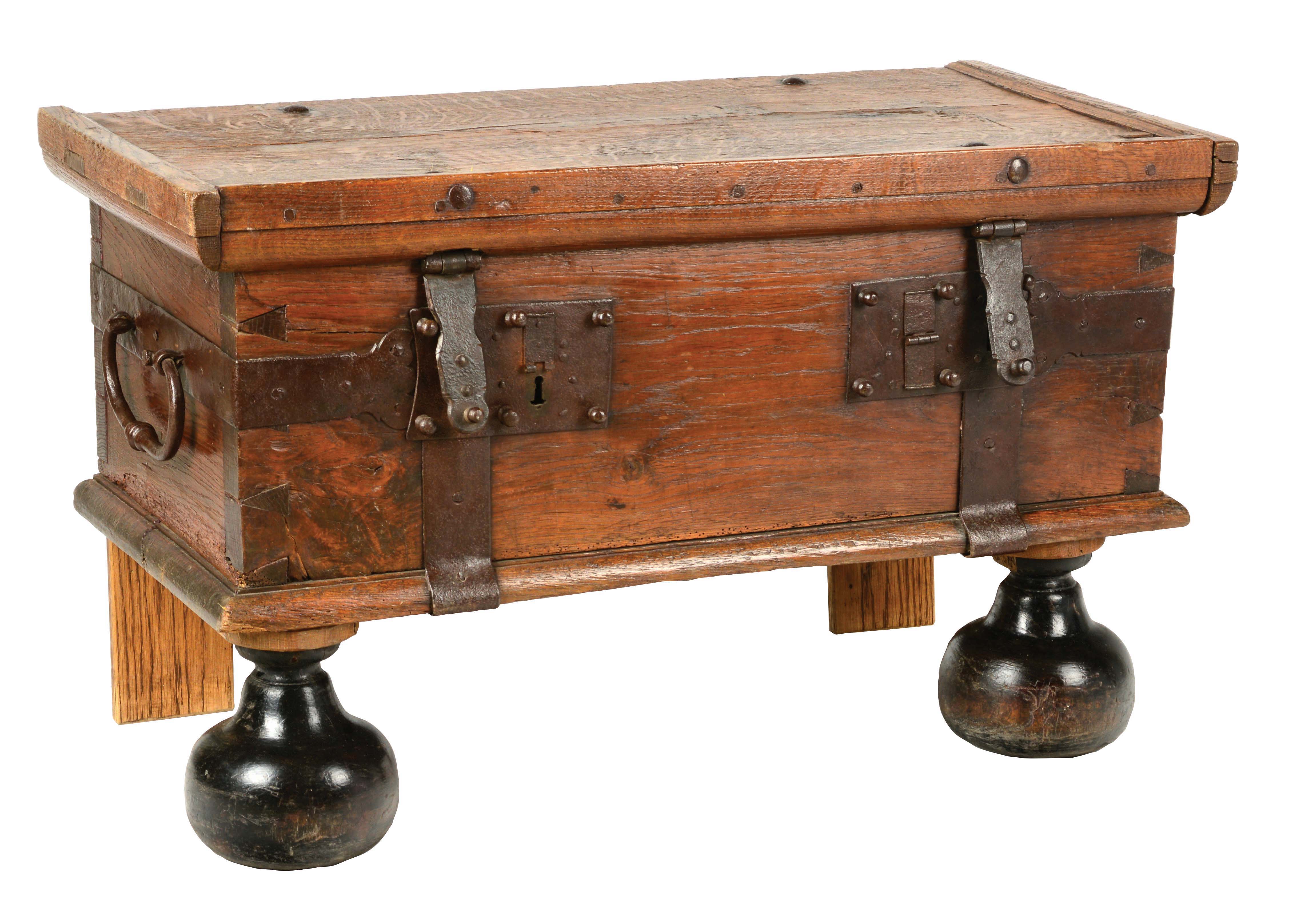 Lot Detail EARLY WOODEN AND IRON CHEST.