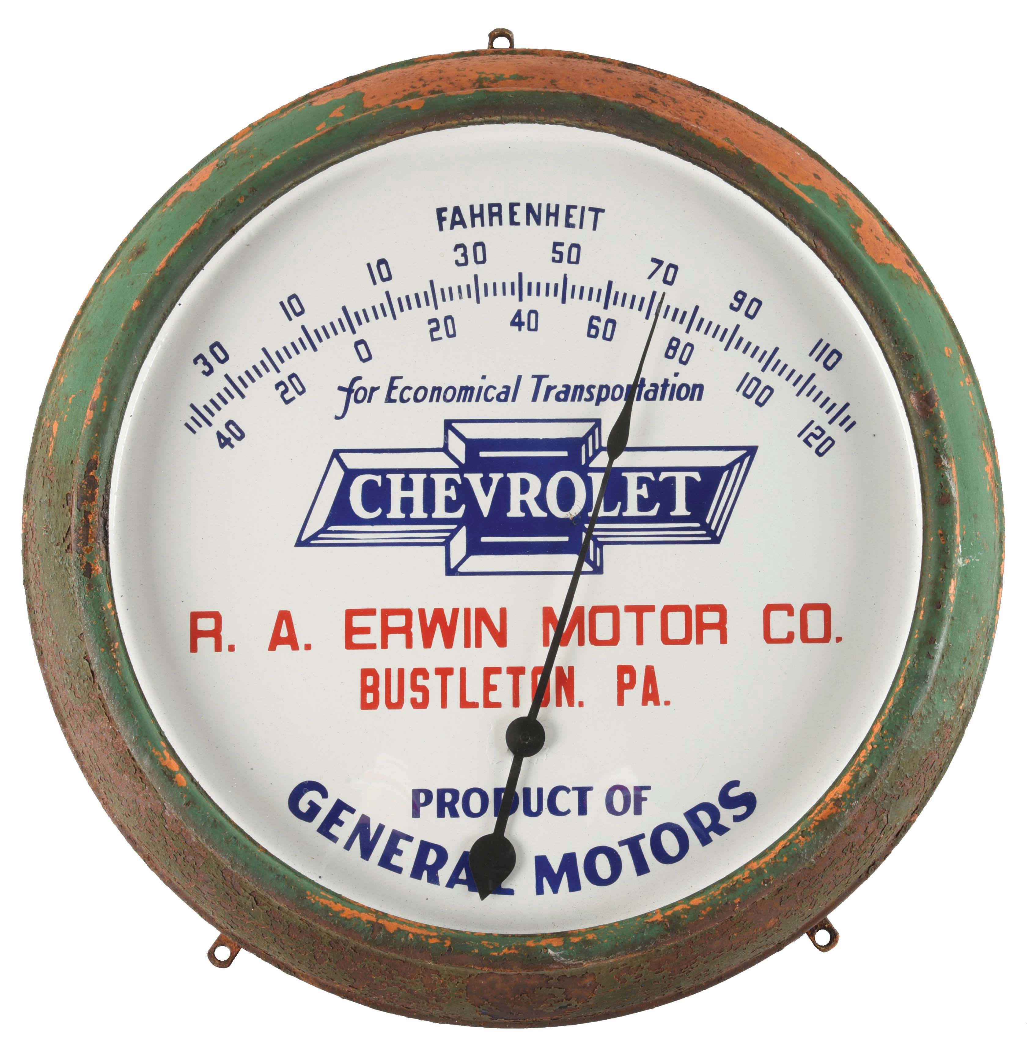 Lot Detail OUTSTANDING CHEVROLET AUTOMOBILES PORCELAIN THERMOMETER W