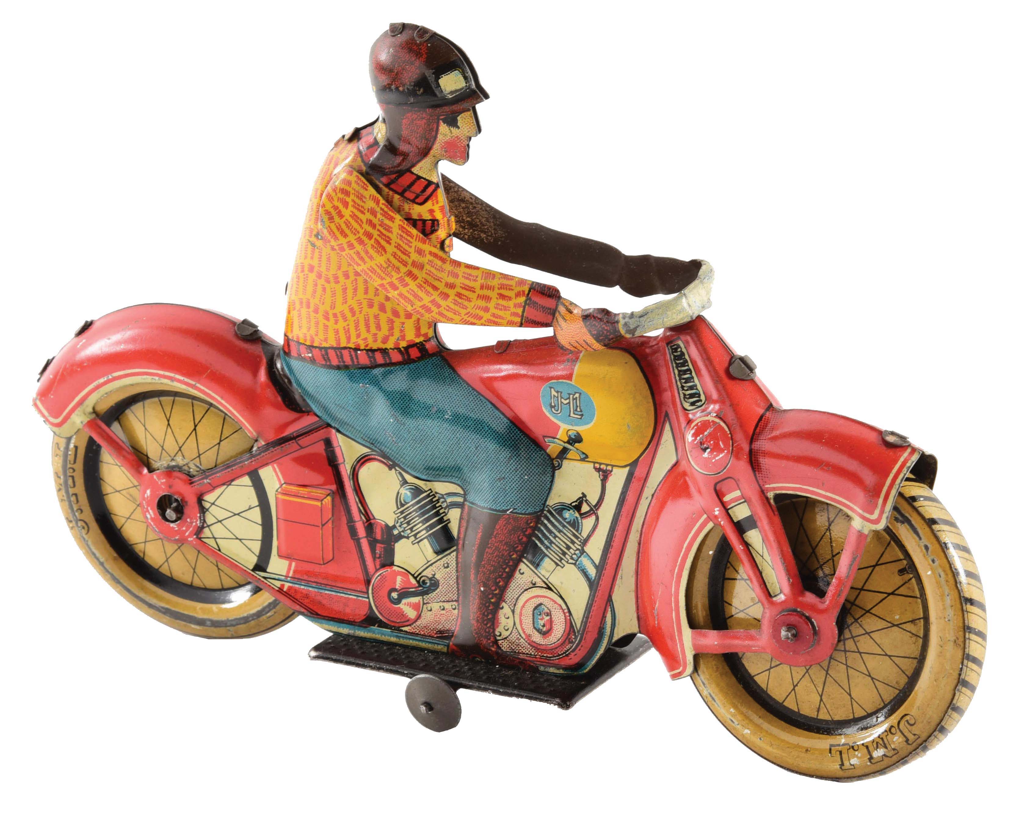 Lot Detail FRENCH JML TIN LITHO WINDUP MOTORCYCLE TOY.