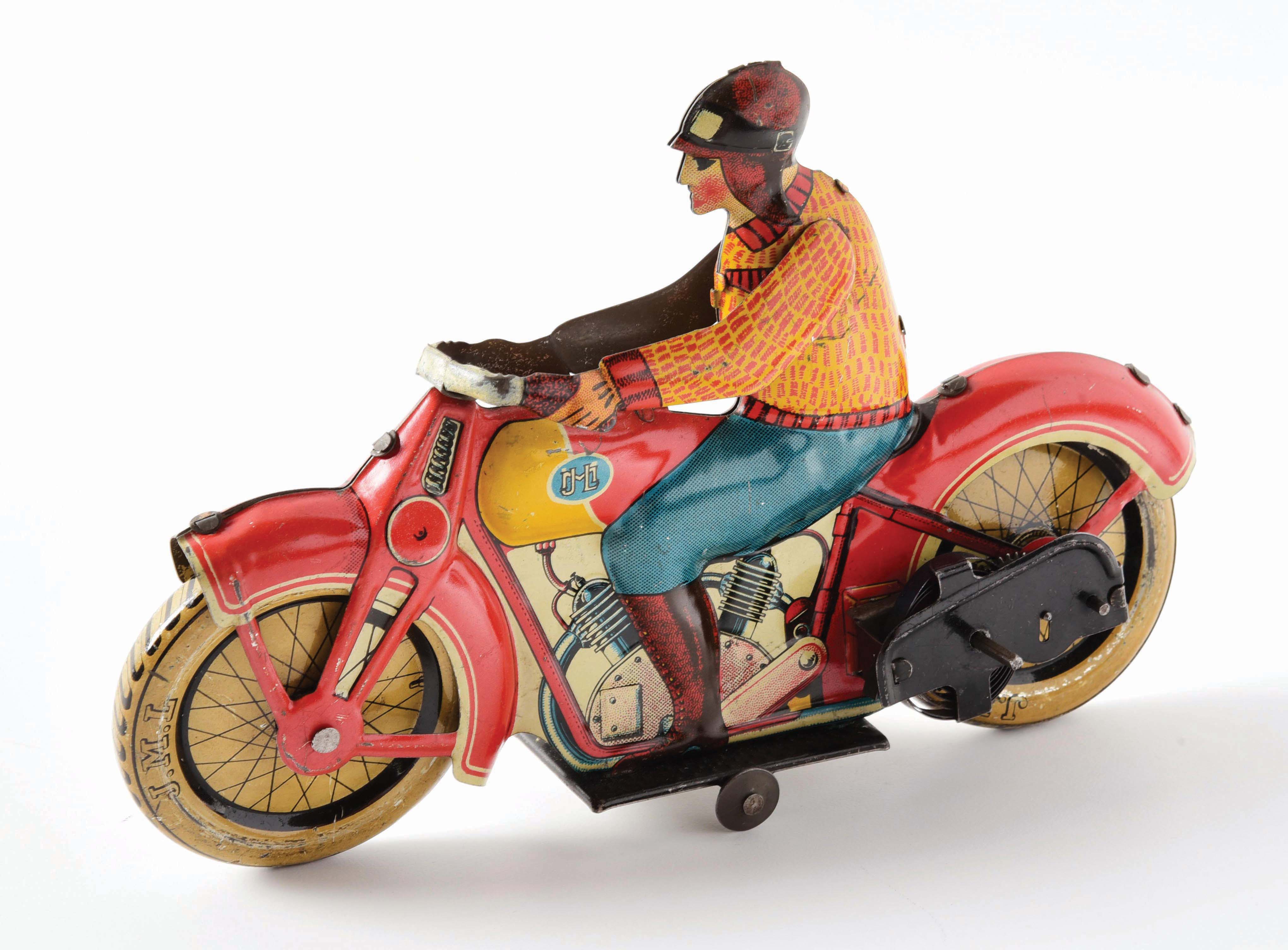 Lot Detail FRENCH JML TIN LITHO WINDUP MOTORCYCLE TOY.