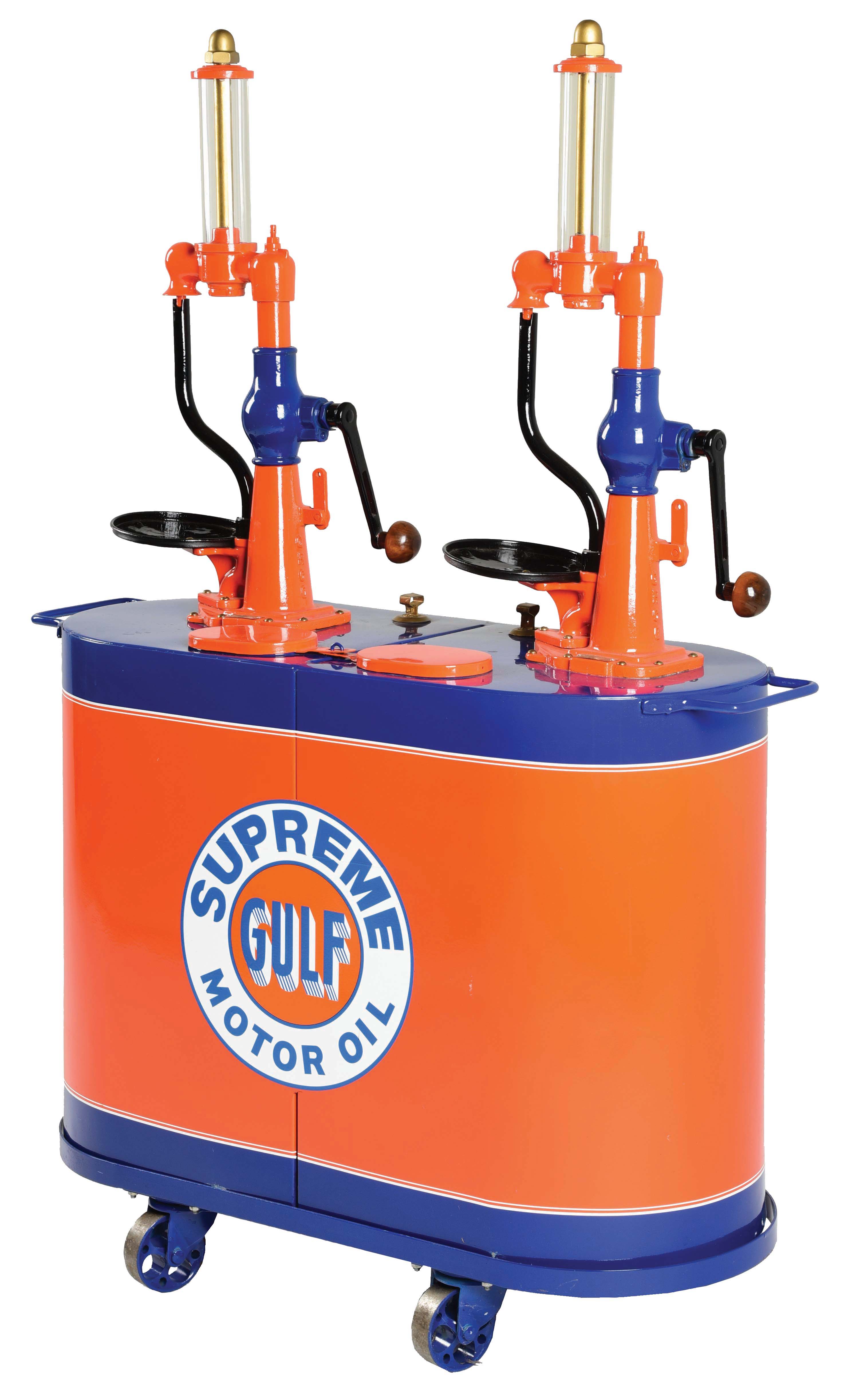 TOKHEIM OIL TANK & PUMP COMPANY DOUBLE SERVICE STATION LUBESTER CART W