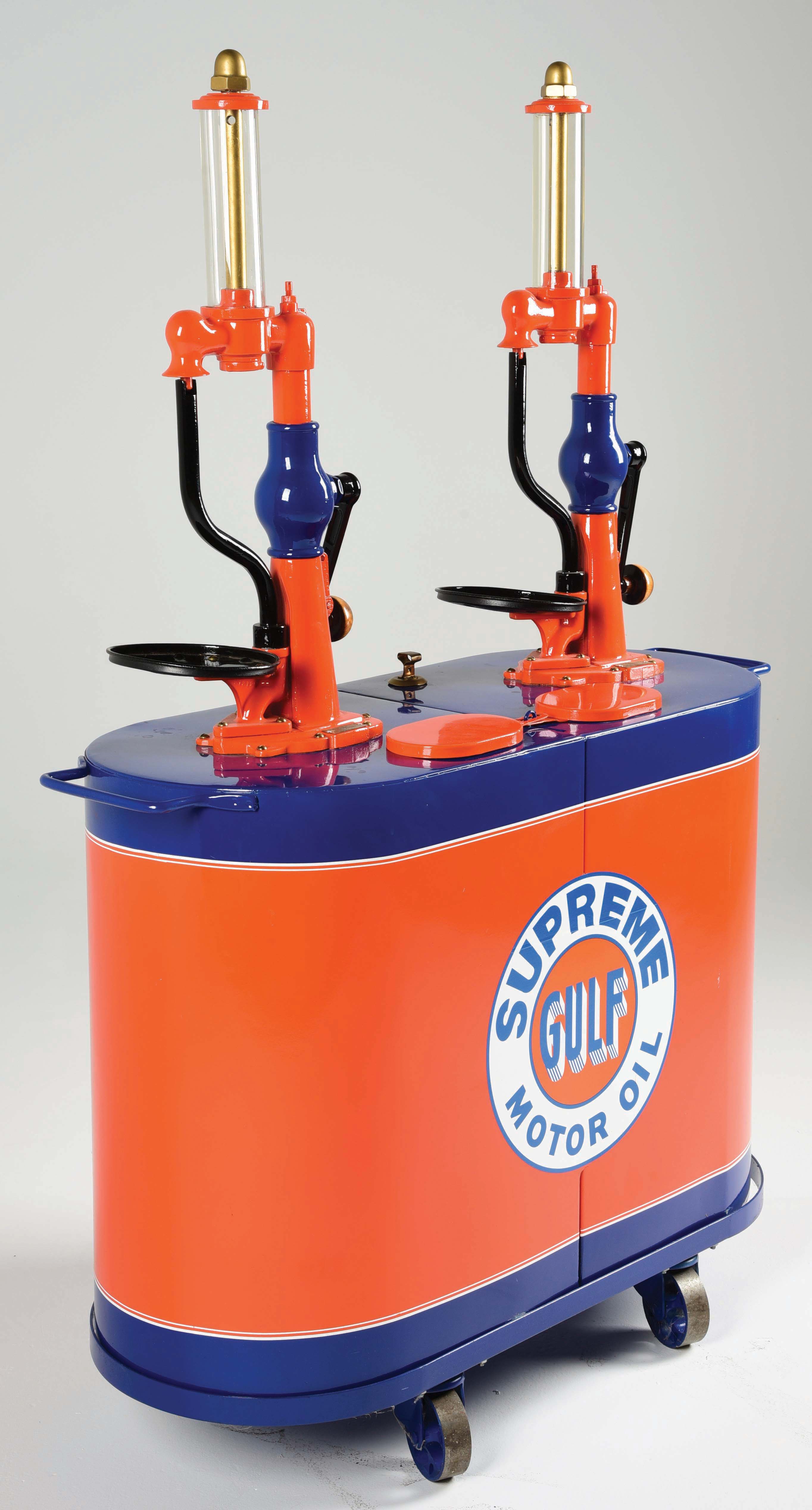 TOKHEIM OIL TANK & PUMP COMPANY DOUBLE SERVICE STATION LUBESTER CART W