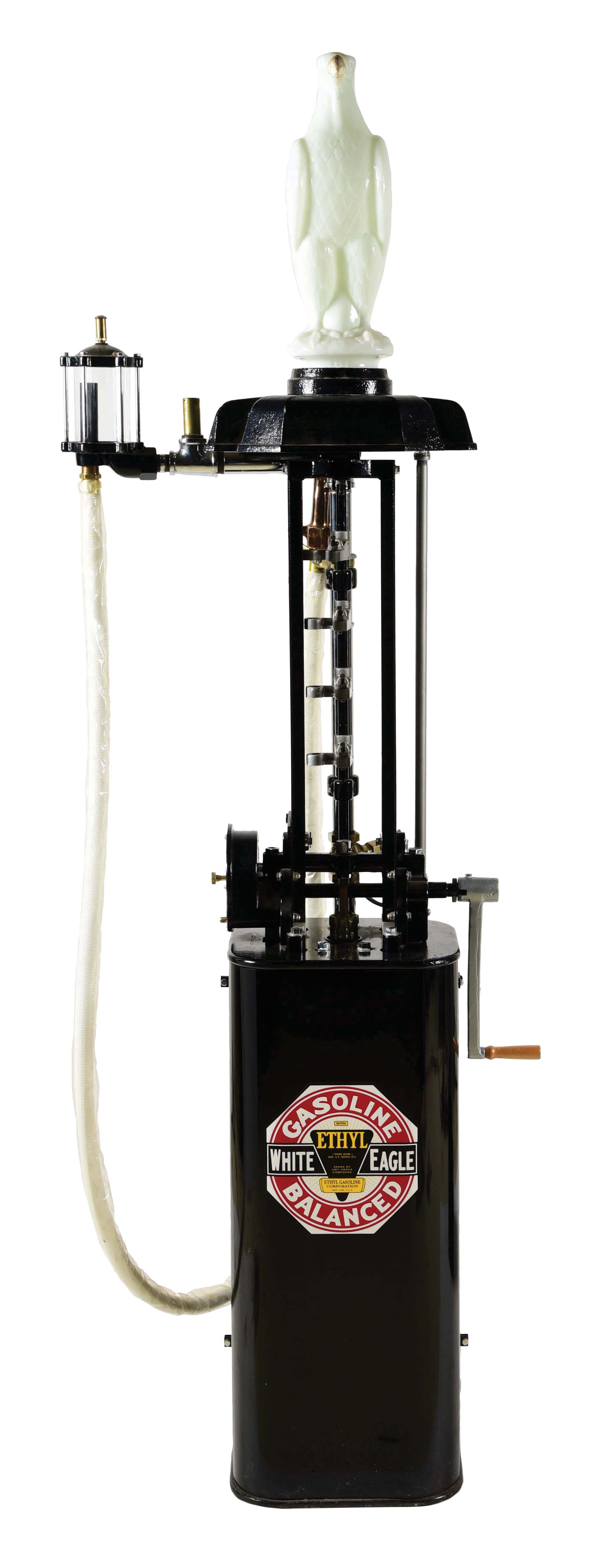 SHOTWELL MODEL 570 GAS PUMP RESTORED IN WHITE EAGLE GASOLINE