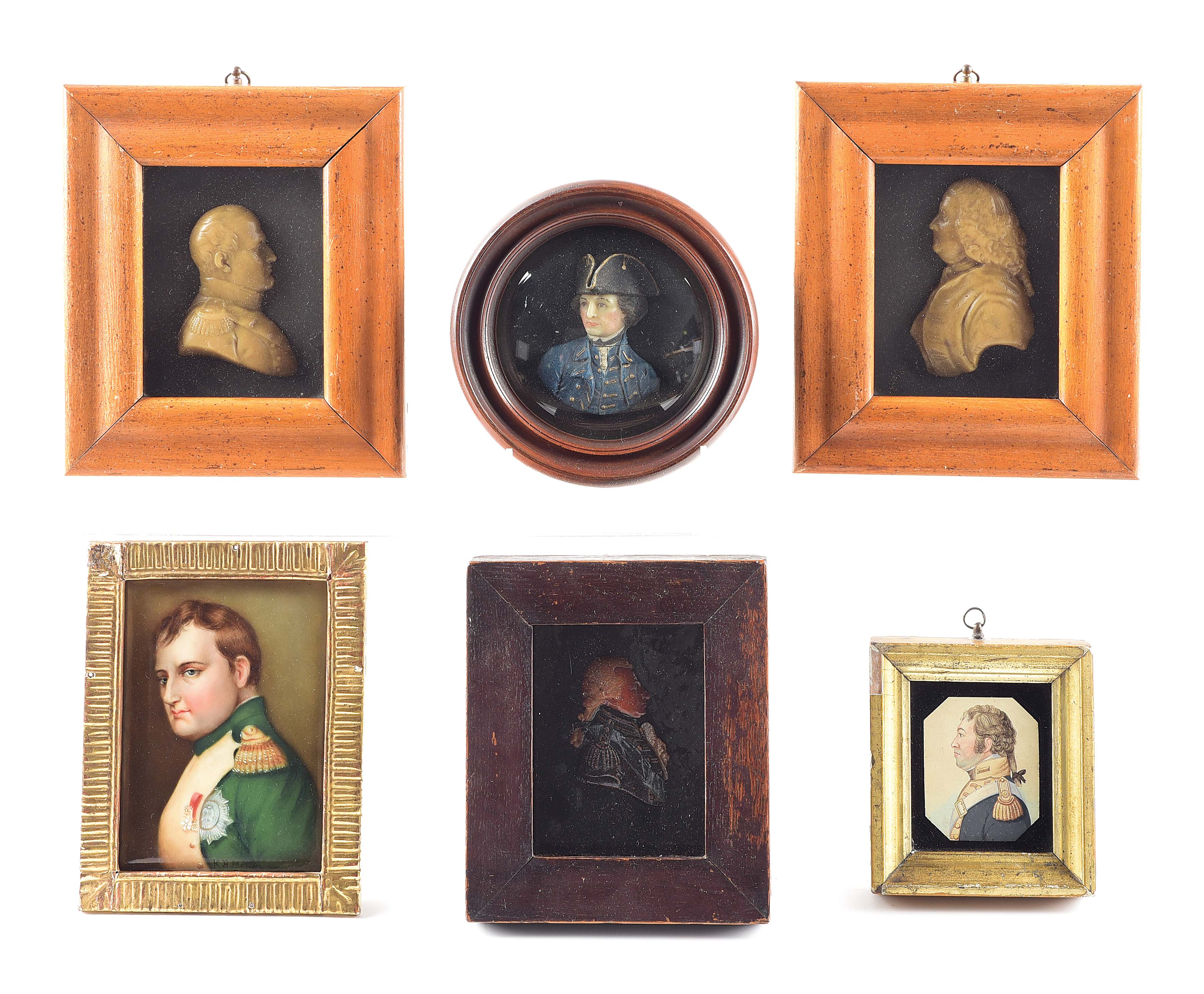 Lot Detail LOT OF 5 PORTRAIT MINIATURE, WAX BUSTS, AND PAINTING OF A