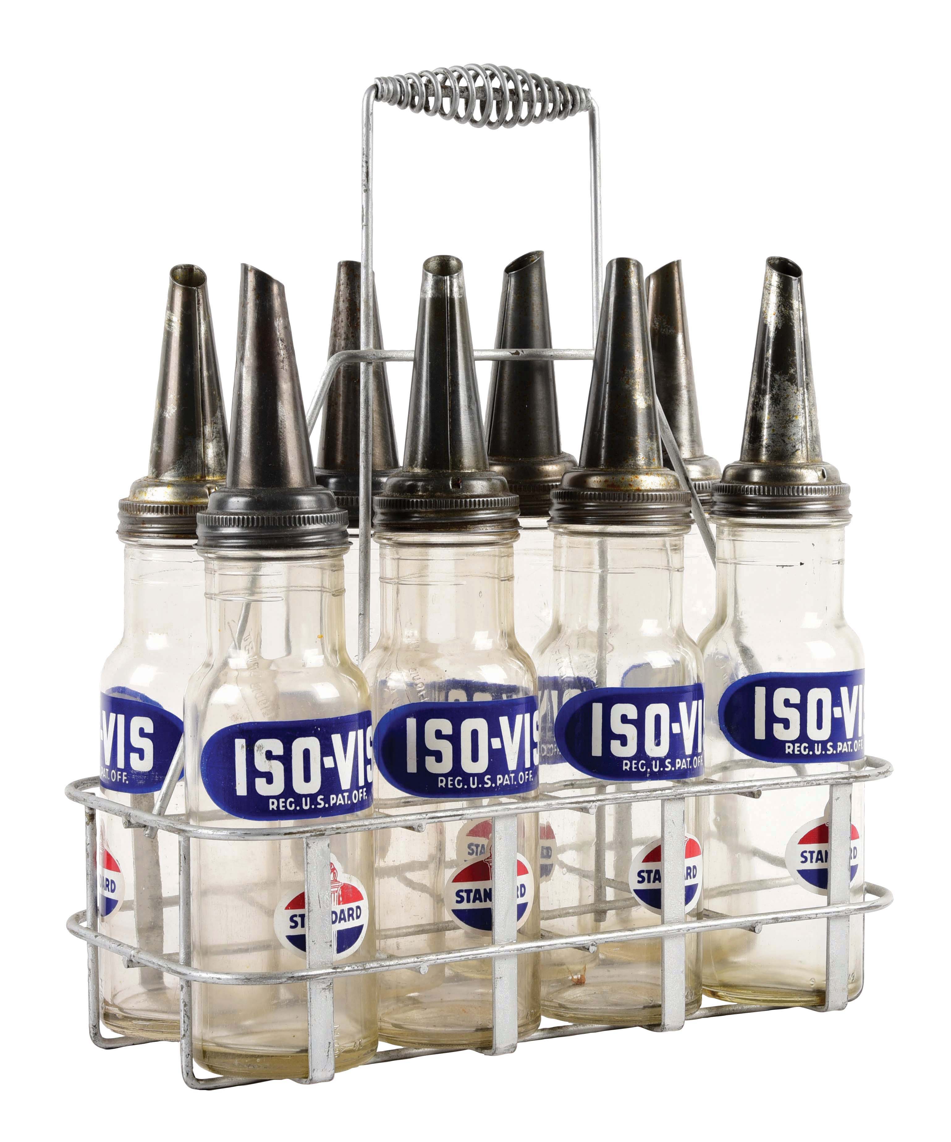 Lot Detail SET OF EIGHT STANDARD ISOVIS MOTOR OIL GLASS SERVICE