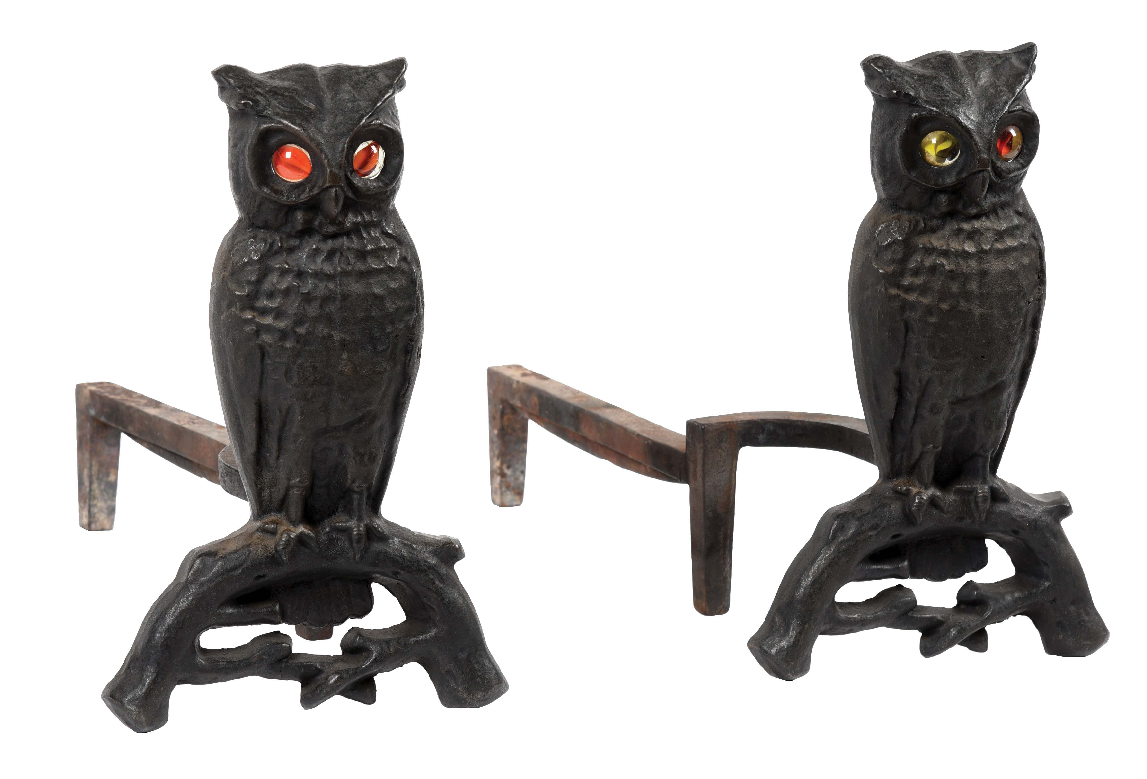 Lot Detail PAIR OF HEYWOOD WAKEFIELD OWL FIREPLACE ANDIRONS.