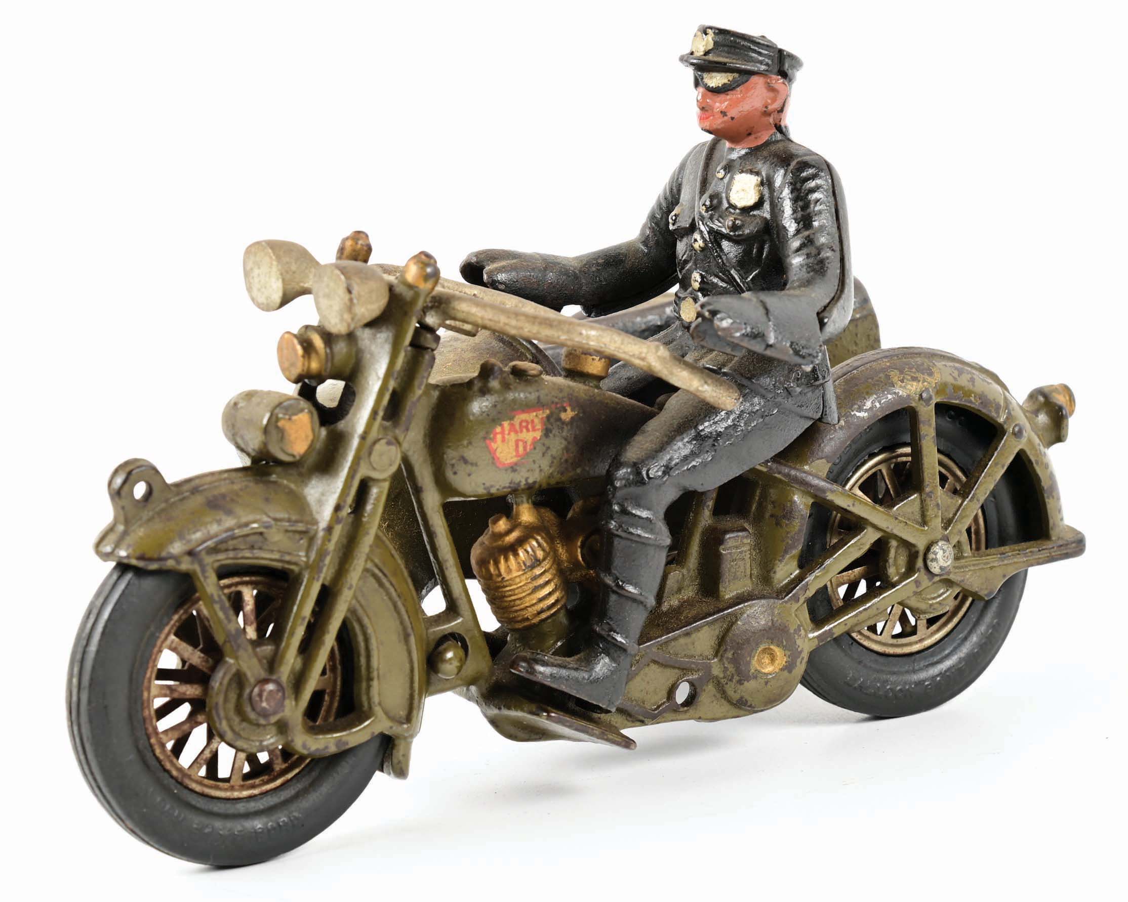 Lot Detail CAST IRON HUBLEY HARLEYDAVIDSON MOTORCYCLE WITH SIDECAR.