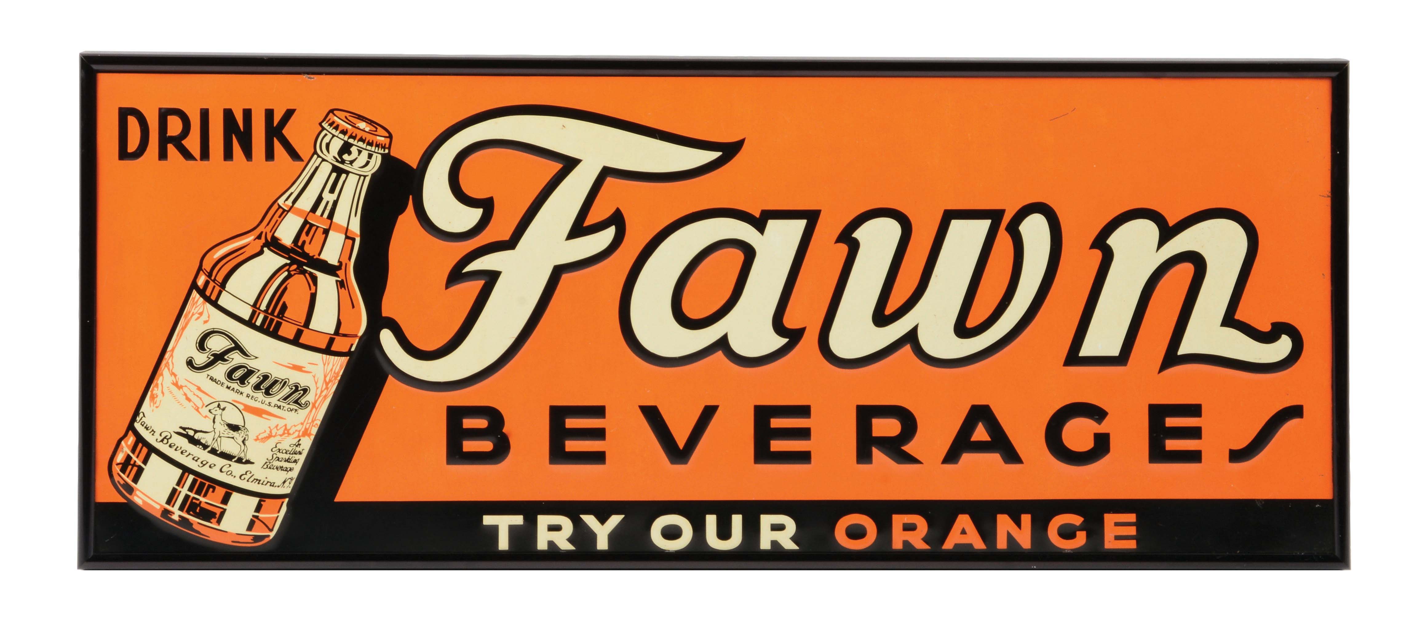 Lot Detail EMBOSSED TIN FAWN BEVERAGES SIGN.